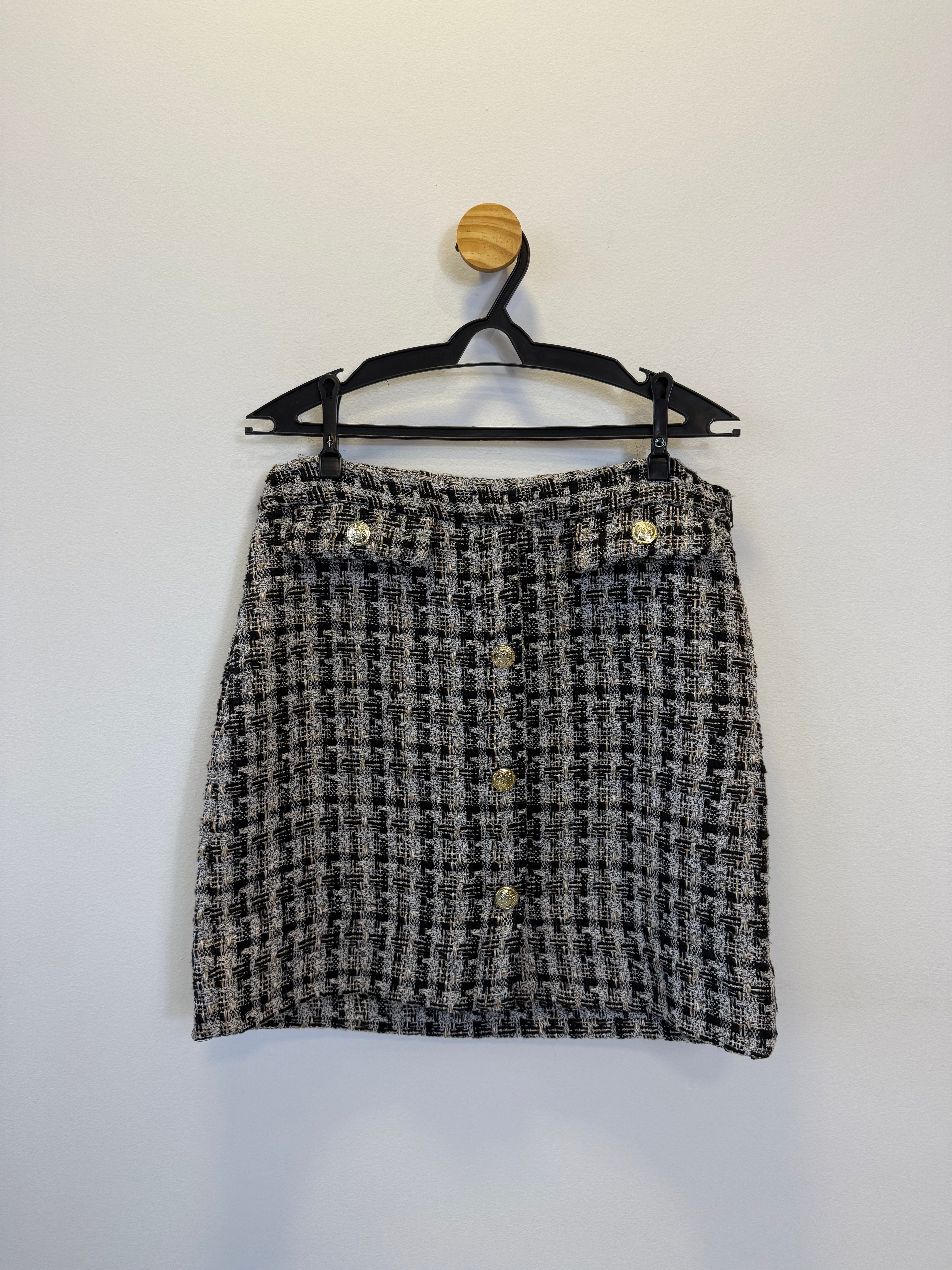 Saia Tweed Branco e Preto