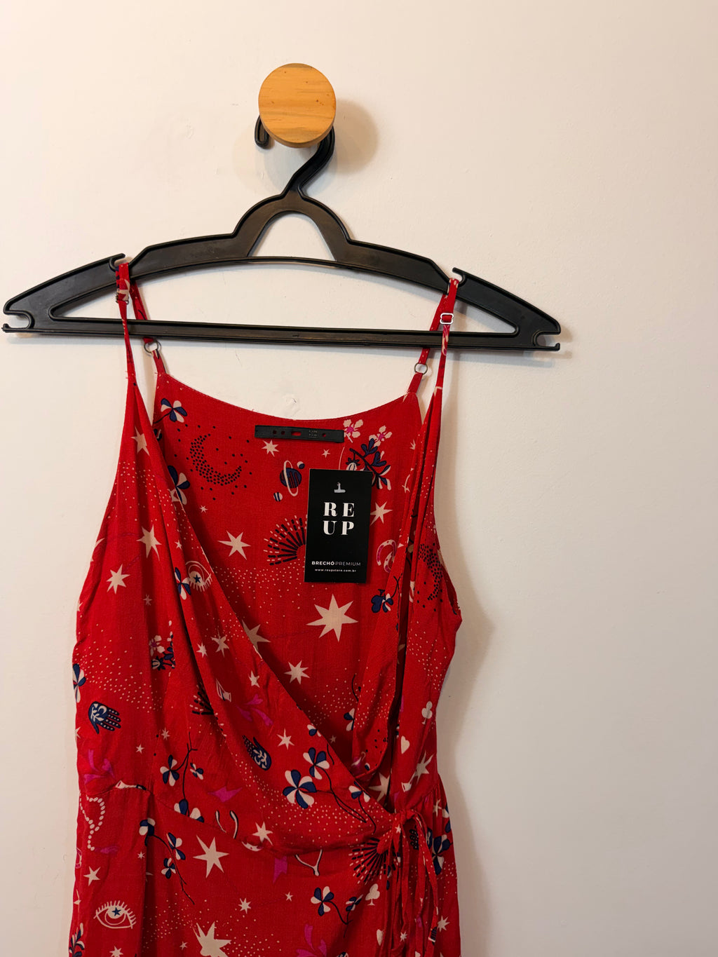 Vestido Vermelho Estampado Cantão