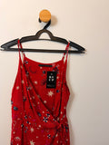 Vestido Vermelho Estampado Cantão