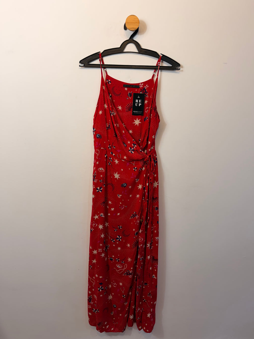 Vestido Vermelho Estampado Cantão