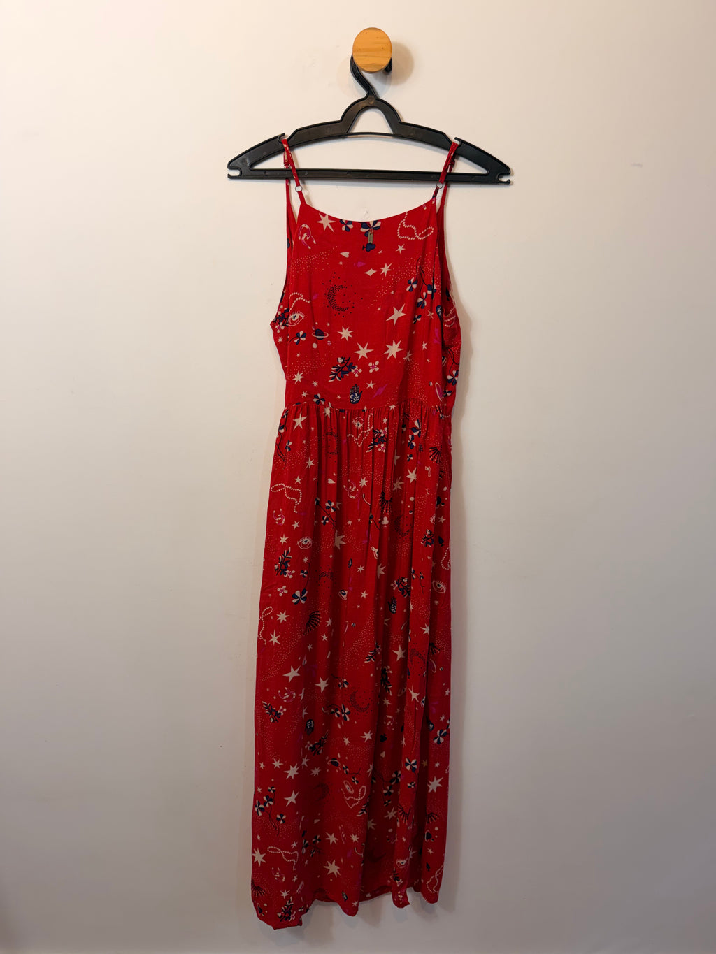 Vestido Vermelho Estampado Cantão
