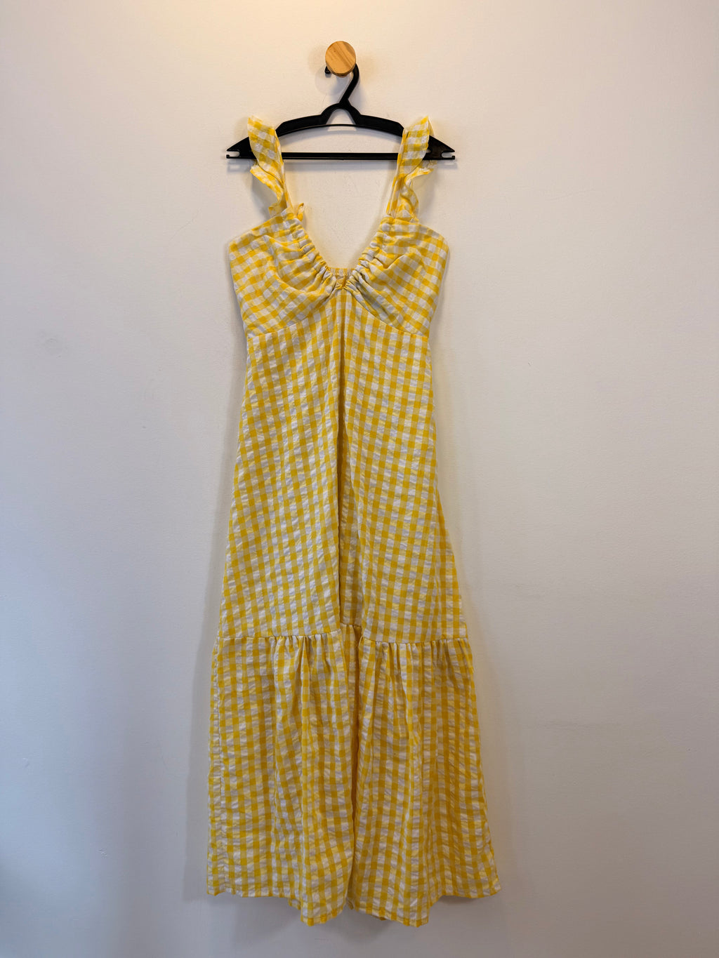 Vestido Amarelo com Estampa Xadrez