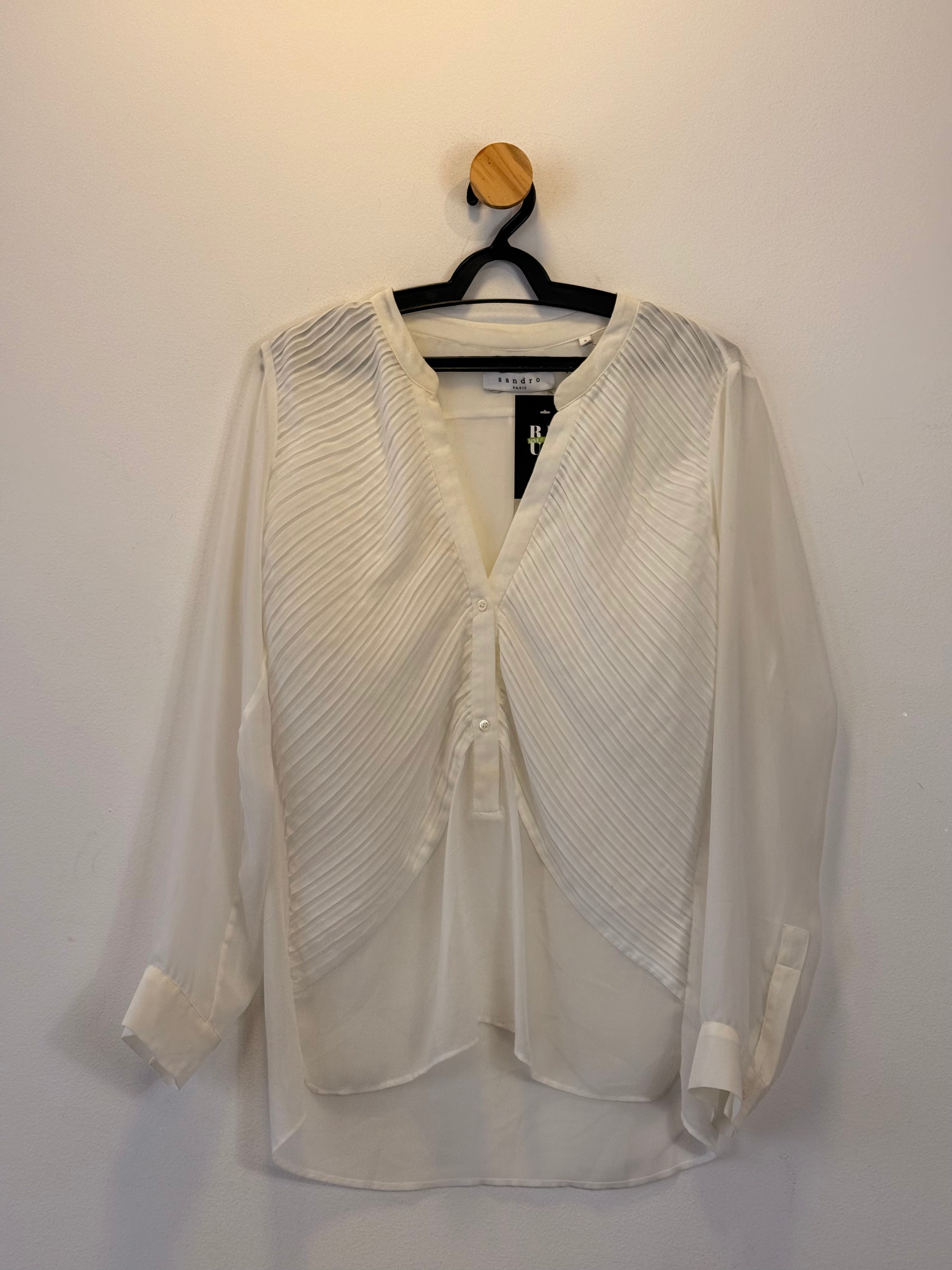 Camisa Branca Drapeada Sandro Paris