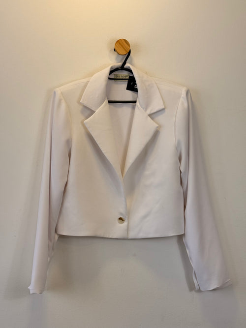 Blazer Cropped Branco Due Panno