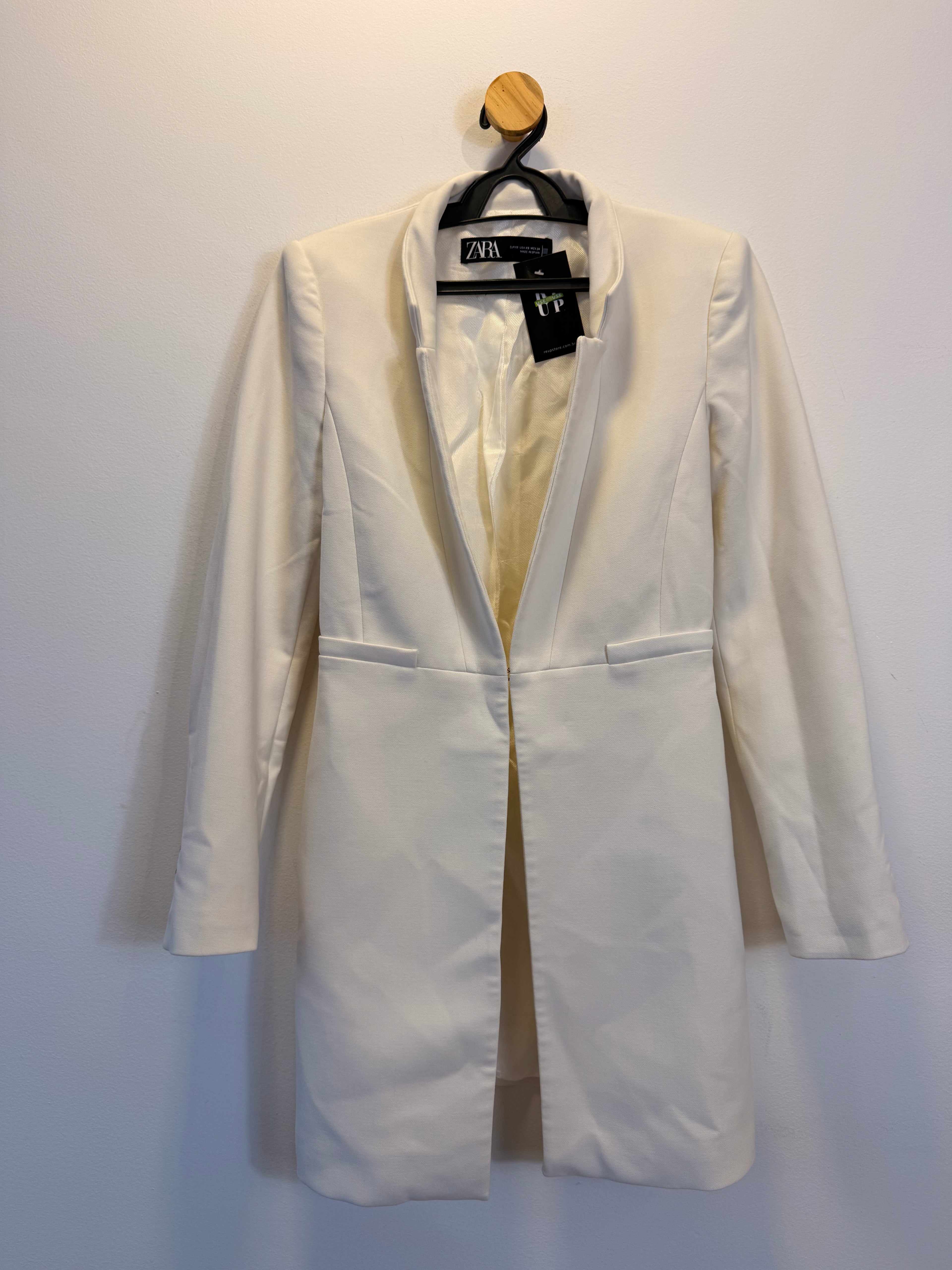 Blazer Alongado Branco Zara