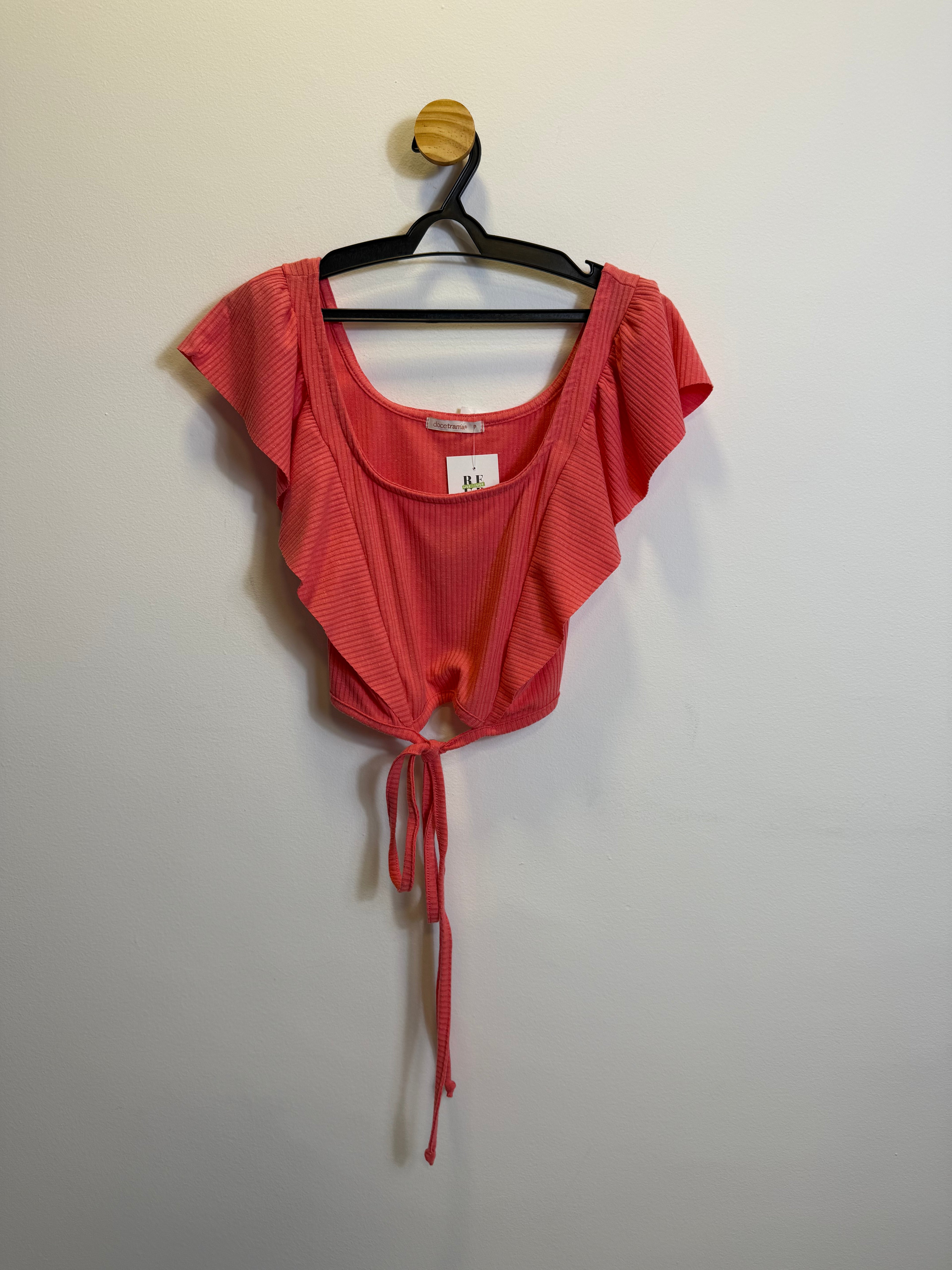 Cropped Coral com Babados