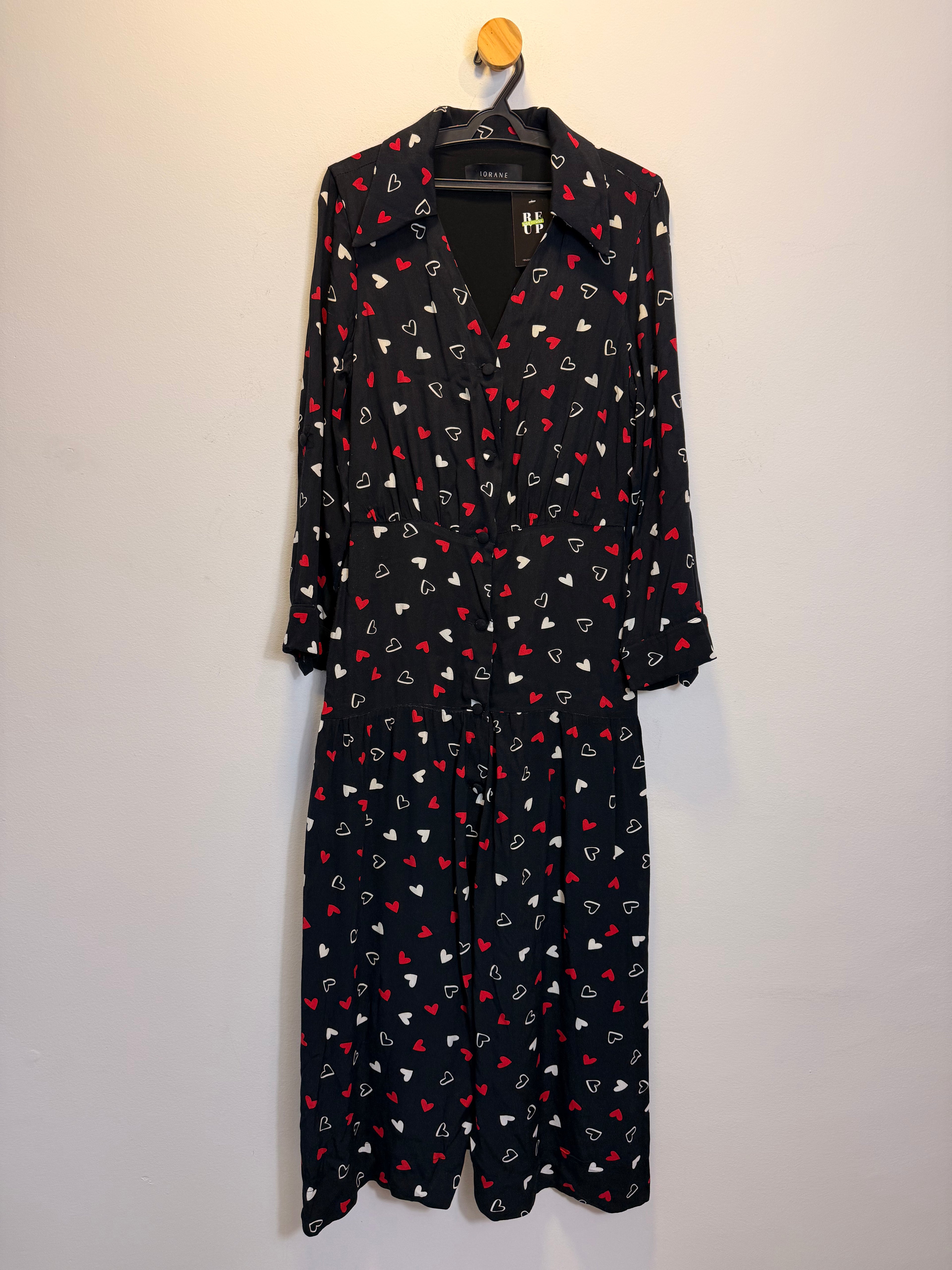 Vestido Preto Estampa Coração Iorane