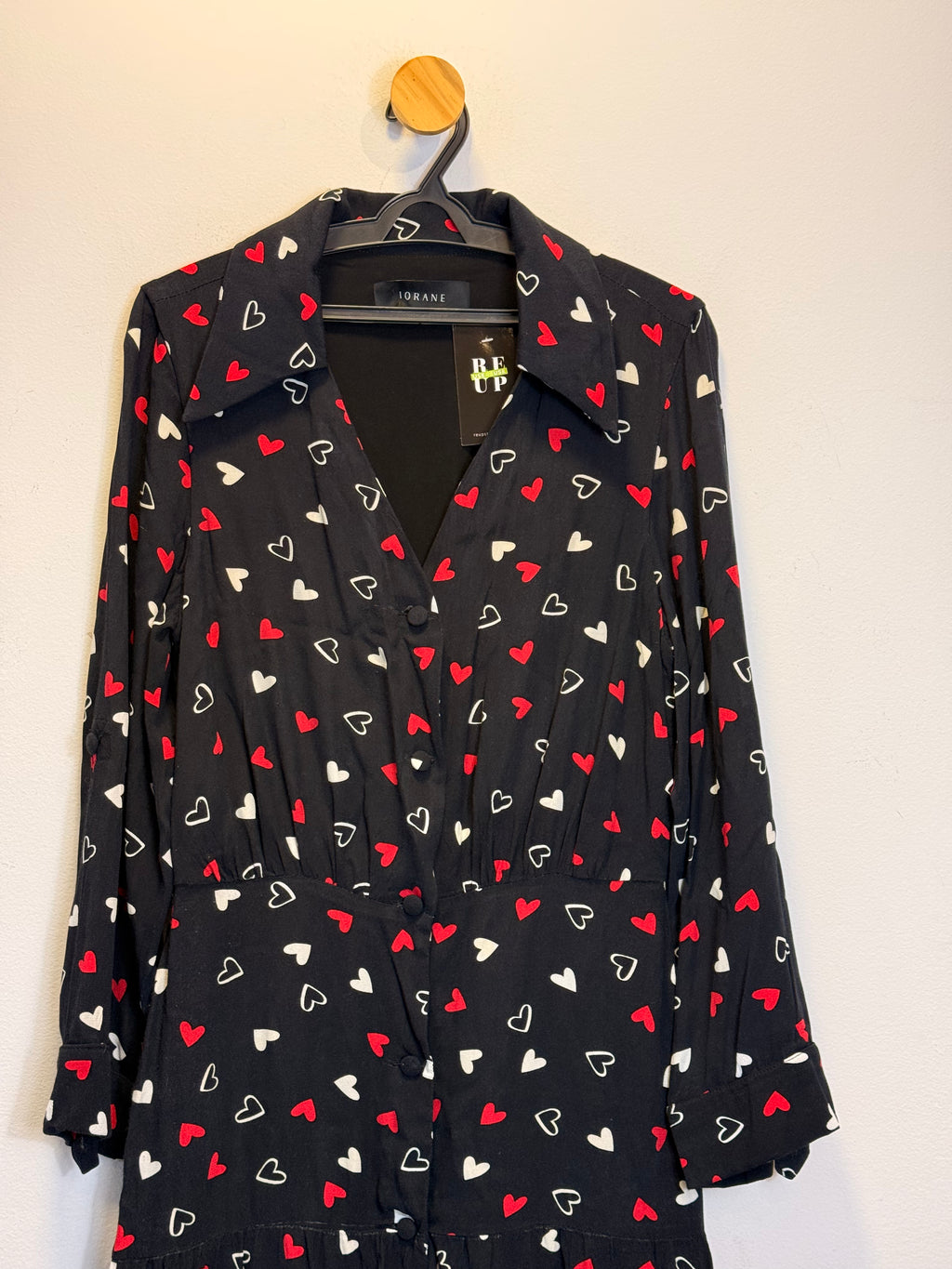 Vestido Preto Estampa Coração Iorane