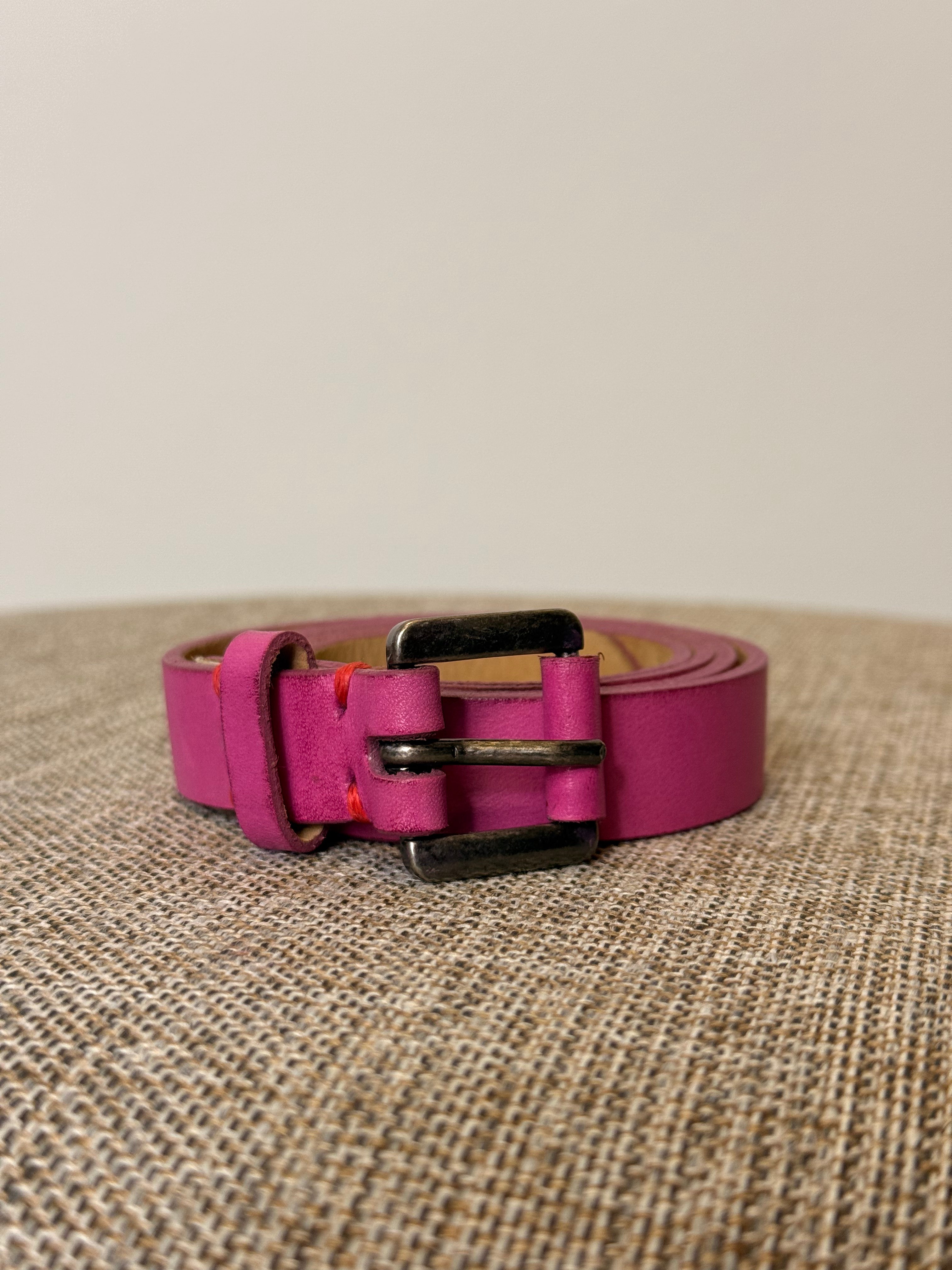 Cinto em Couro Fucsia