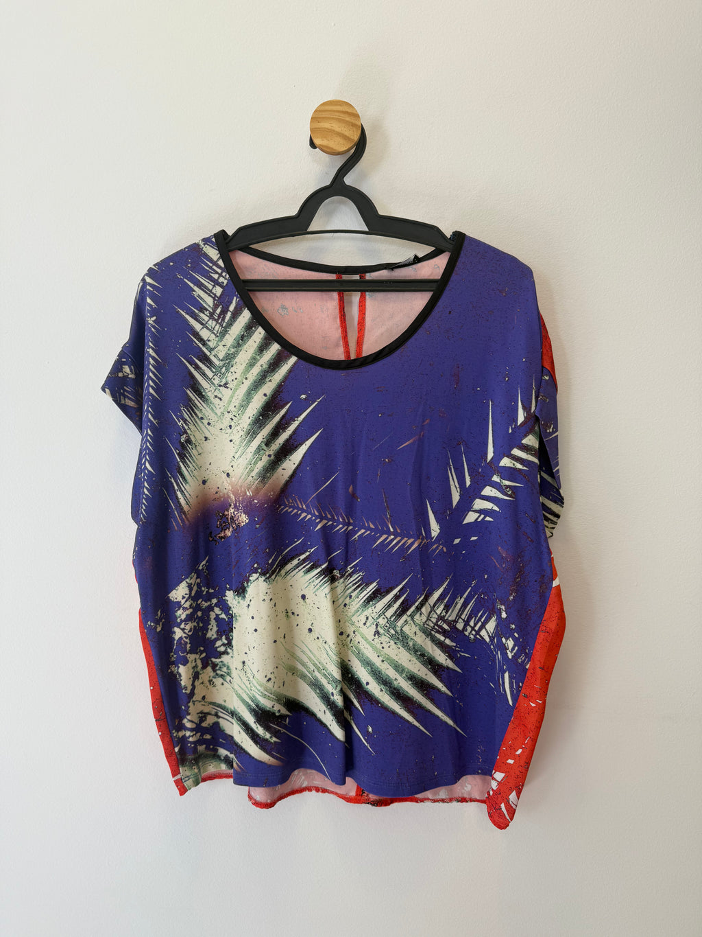 Blusa Estampada Azul e Laranja
