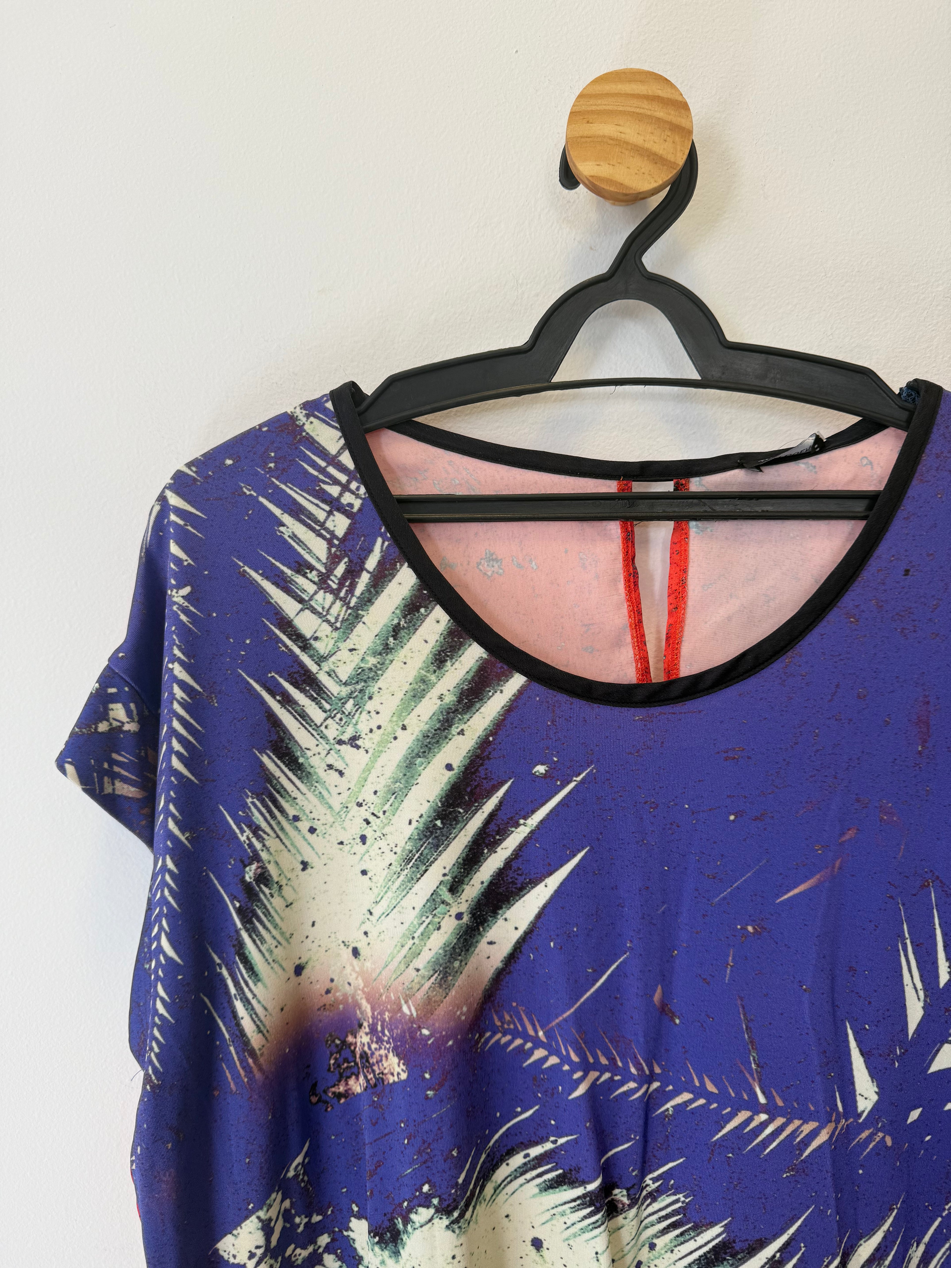 Blusa Estampada Azul e Laranja