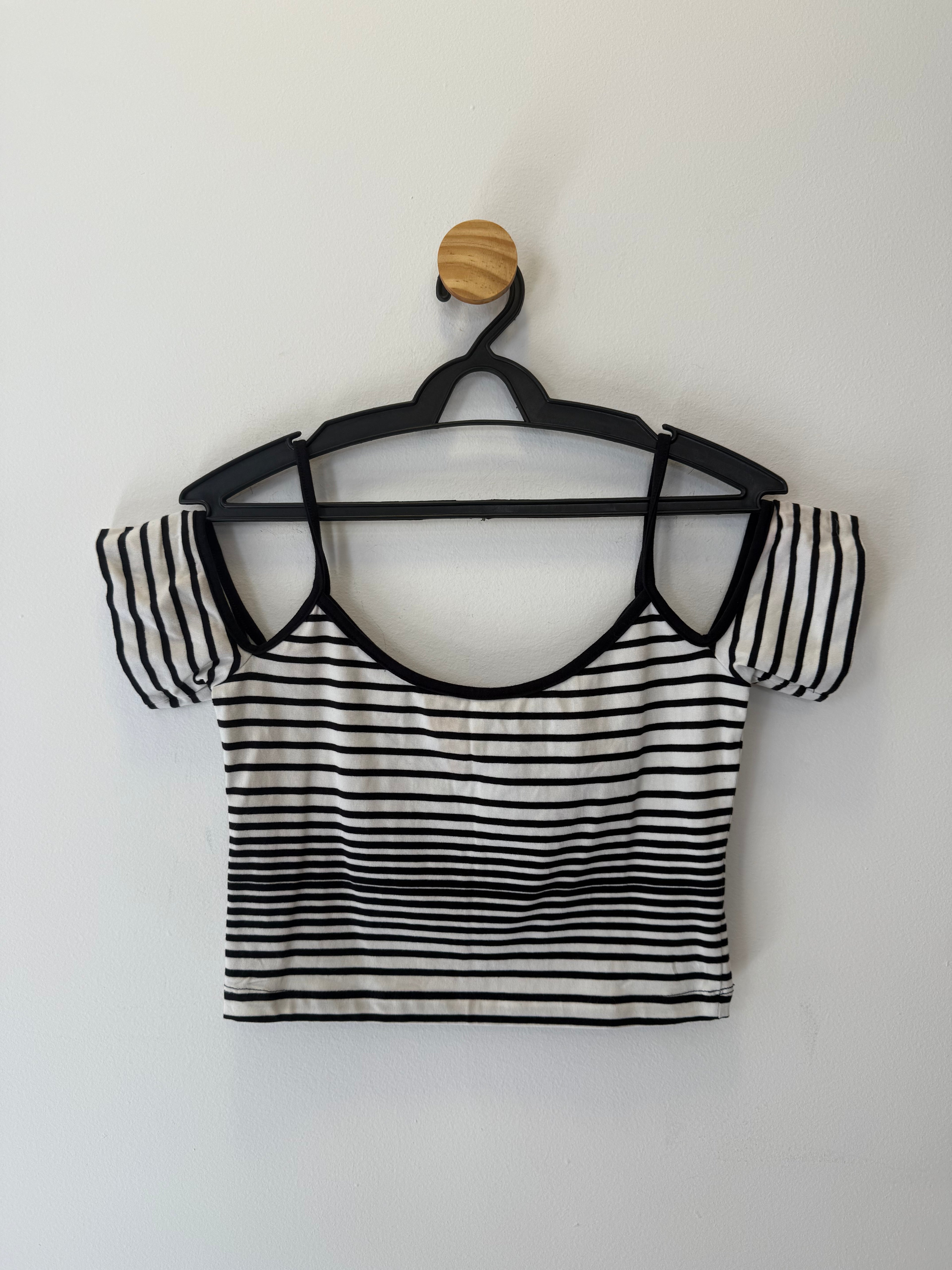 Cropped Listrado P&B