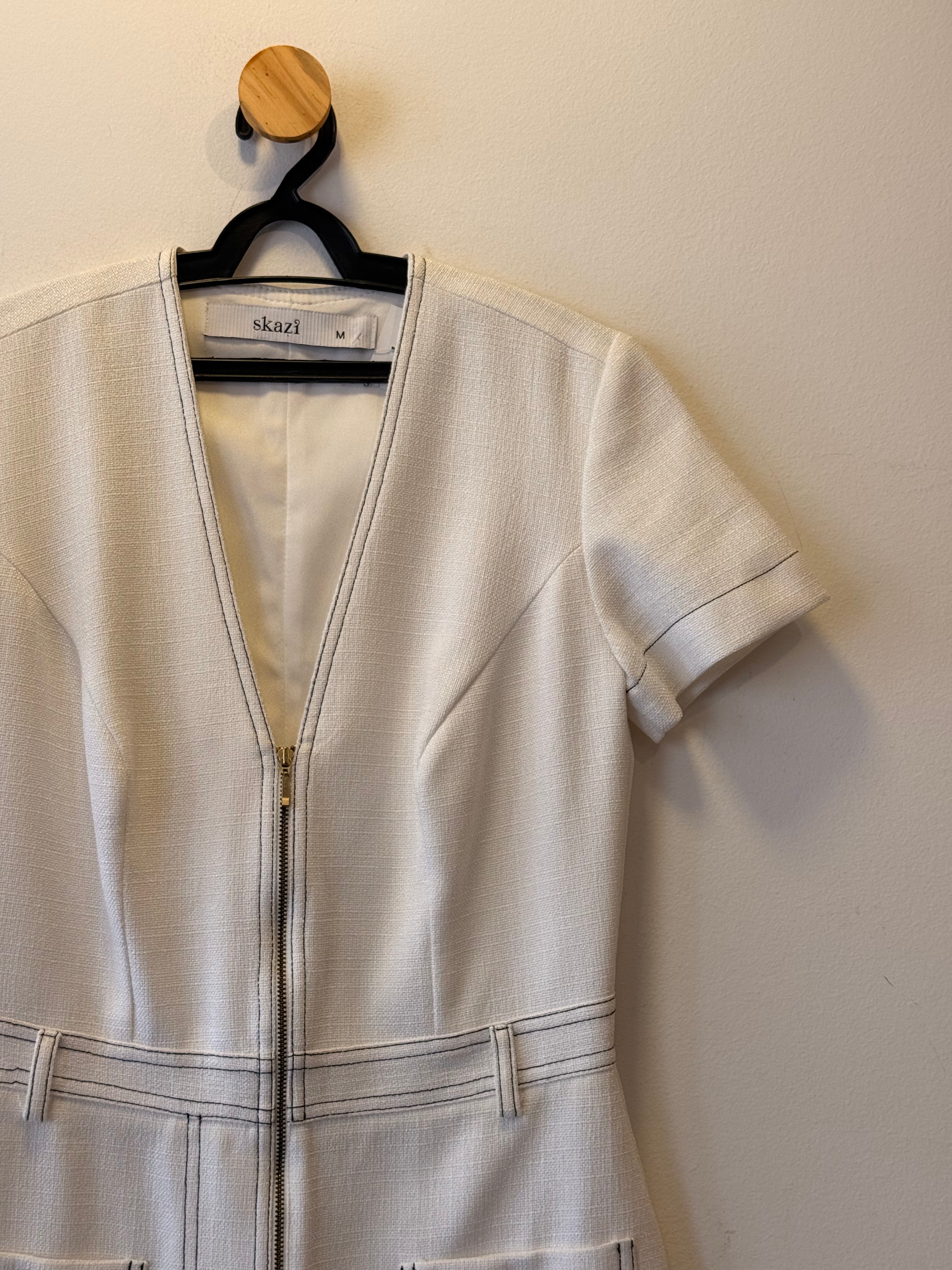 Macacão Jeans Branco Skazi