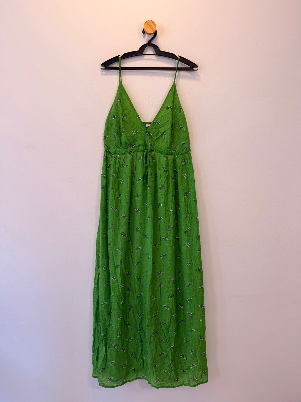 Vestido Longo Padrão Paisley Verde