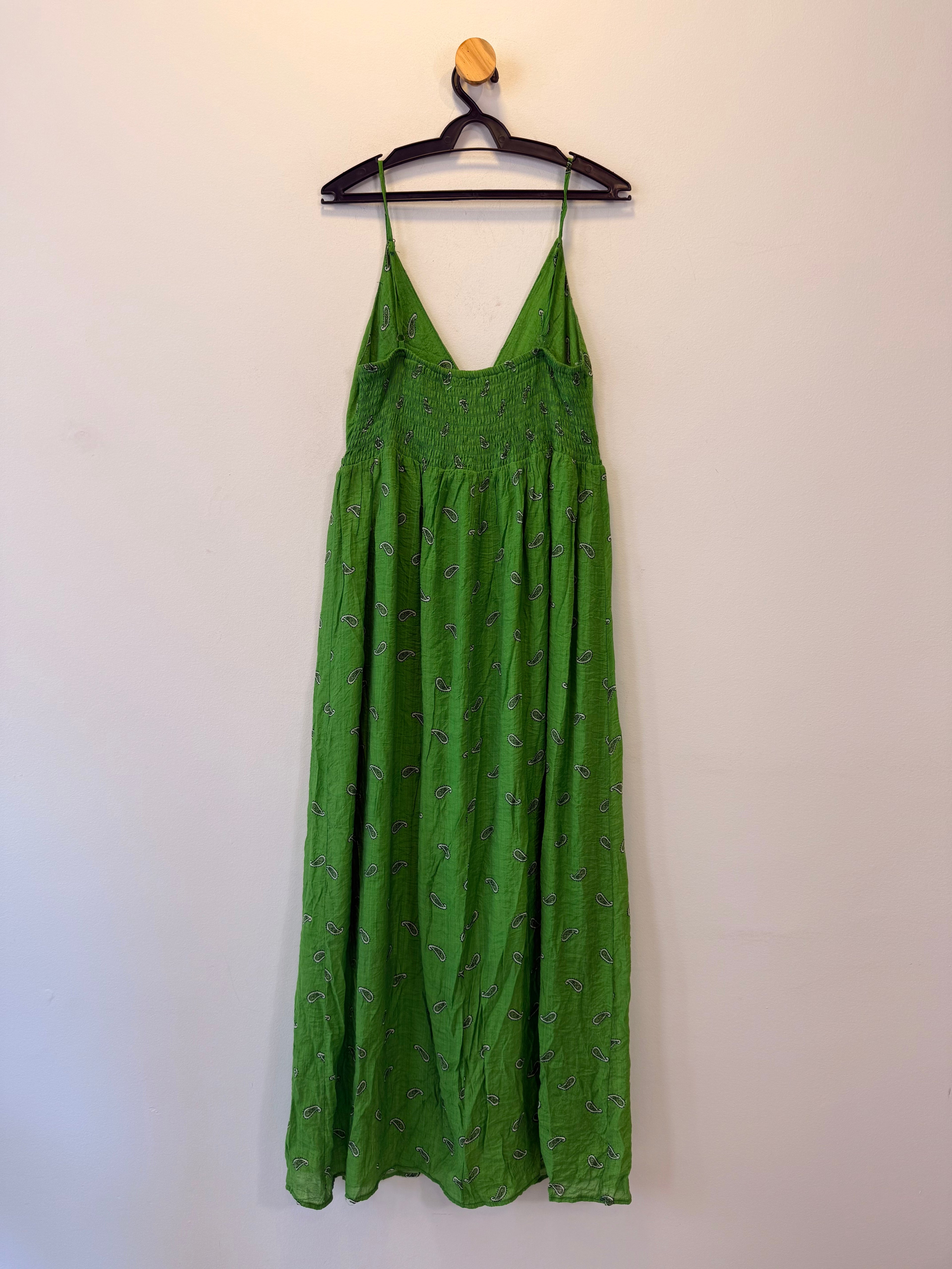 Vestido Longo Padrão Paisley Verde