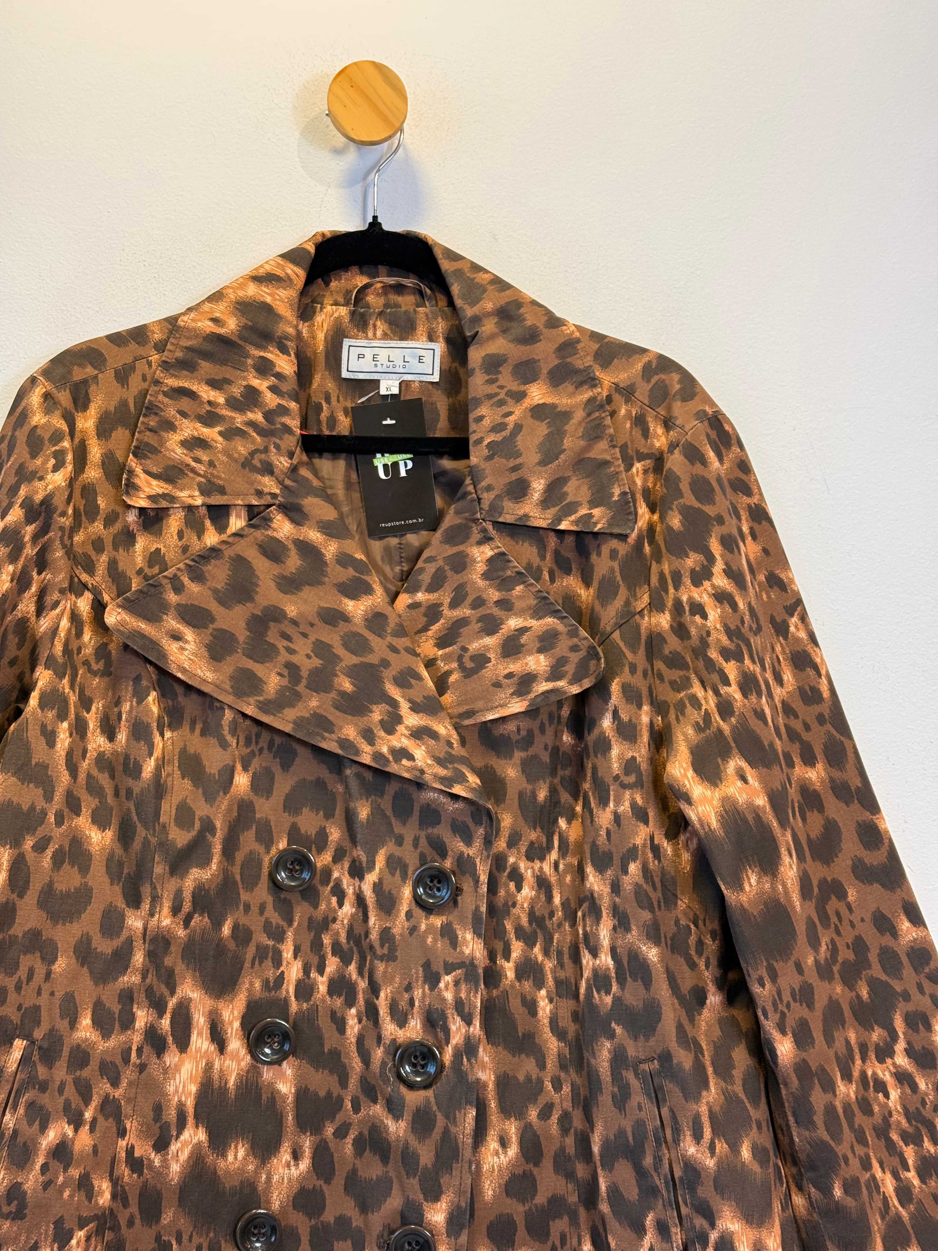 Casaco Animal Print Pelle