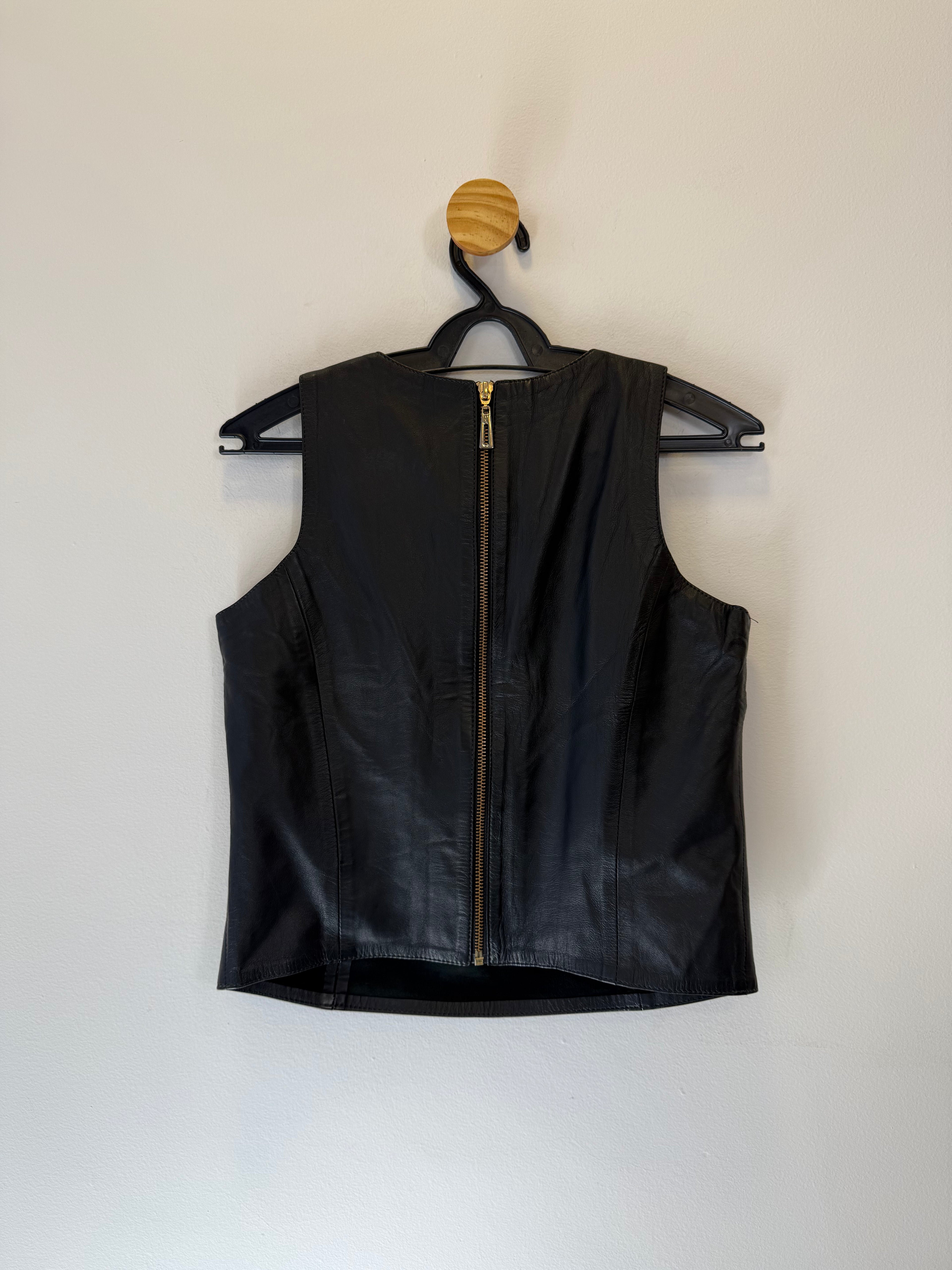 Cropped Regata Couro Preto