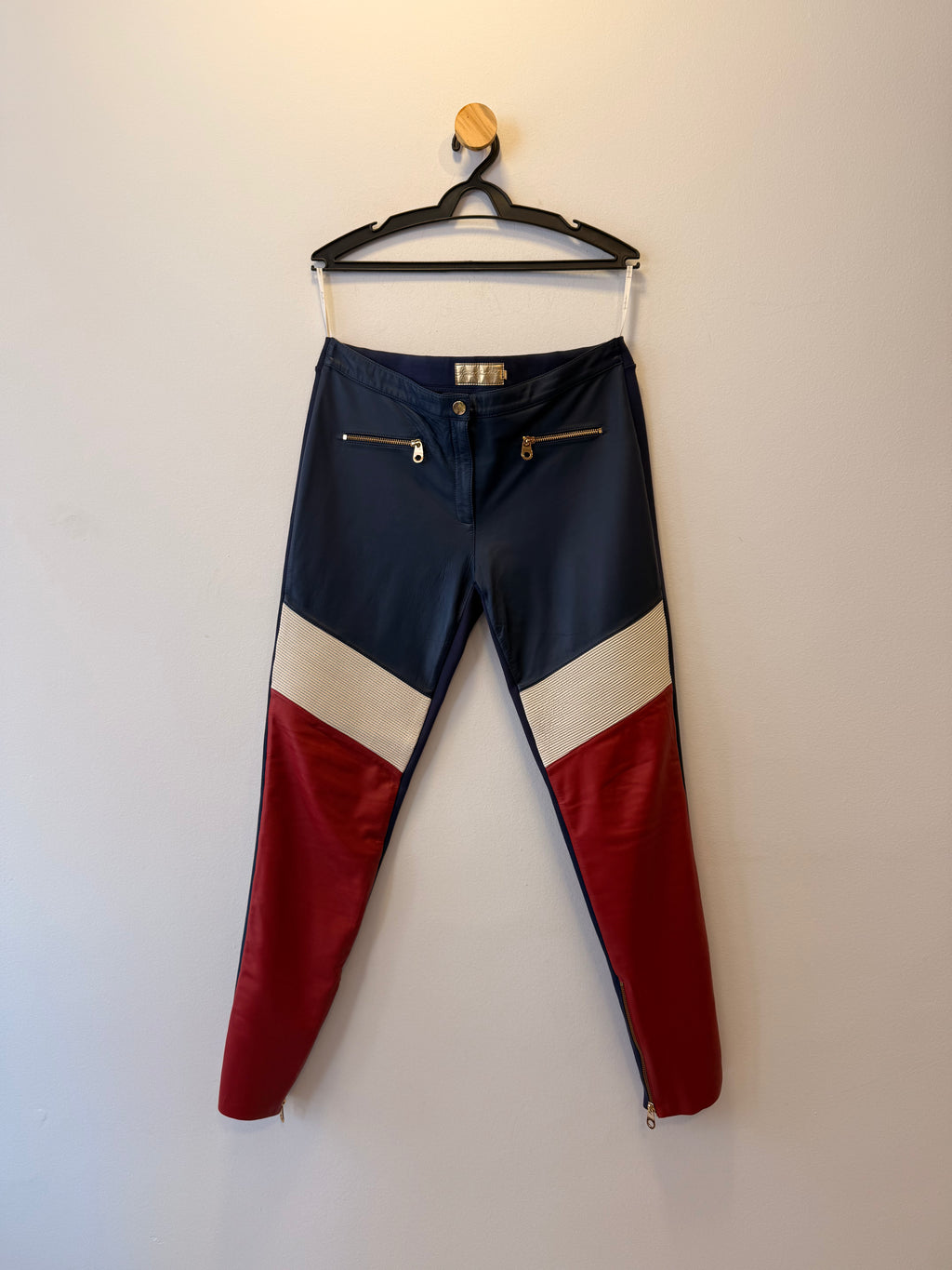 Calça de Couro Azul Marinho
