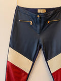 Calça de Couro Azul Marinho
