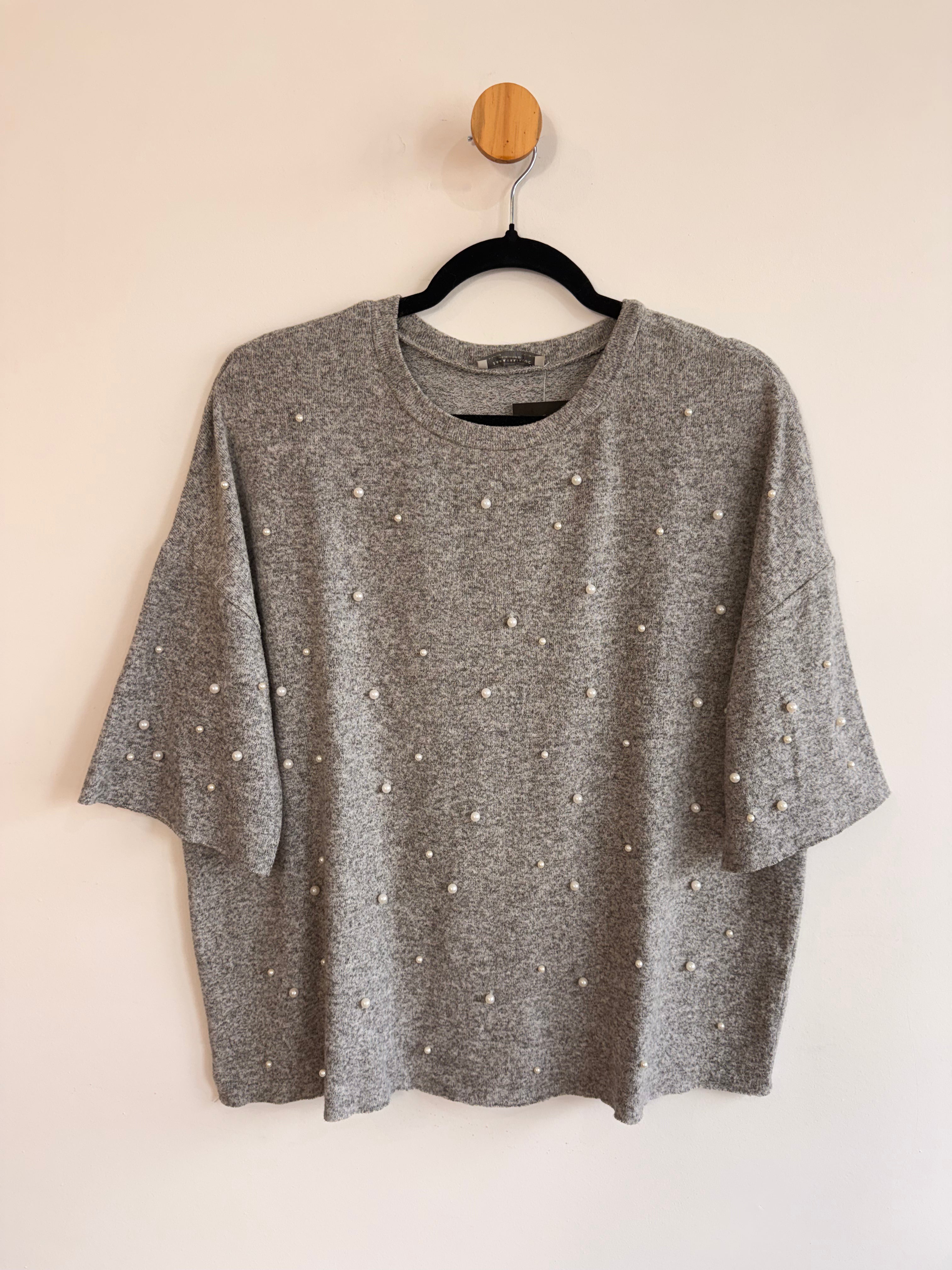 Blusa Cinza em Malha Zara