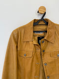 Jaqueta Trucker em Couro Ocre