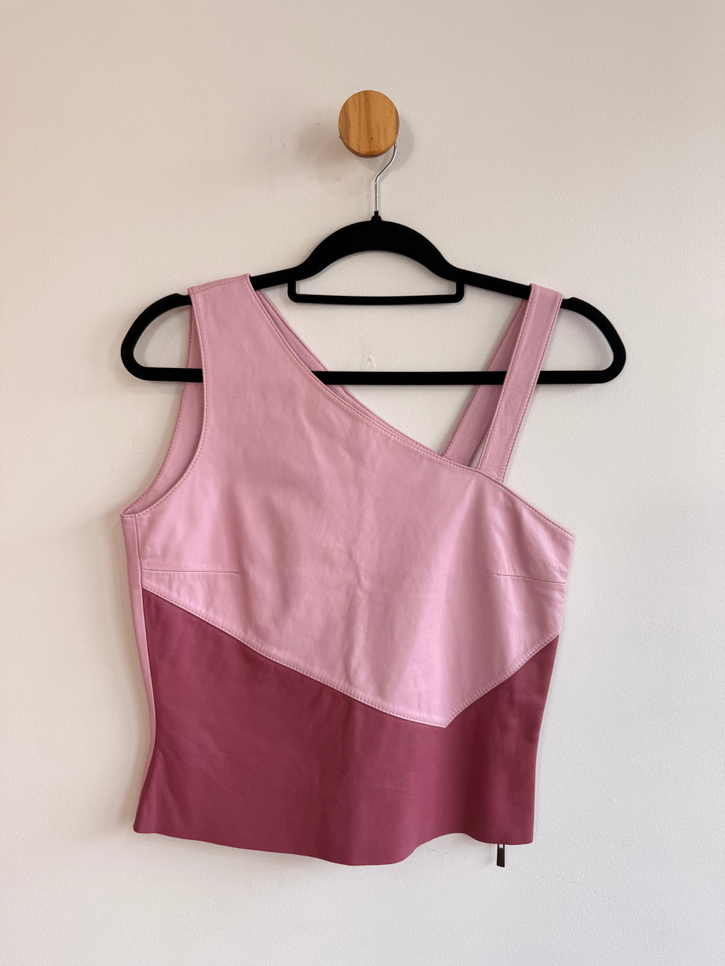 Blusa de Couro Rosa Mell Marques