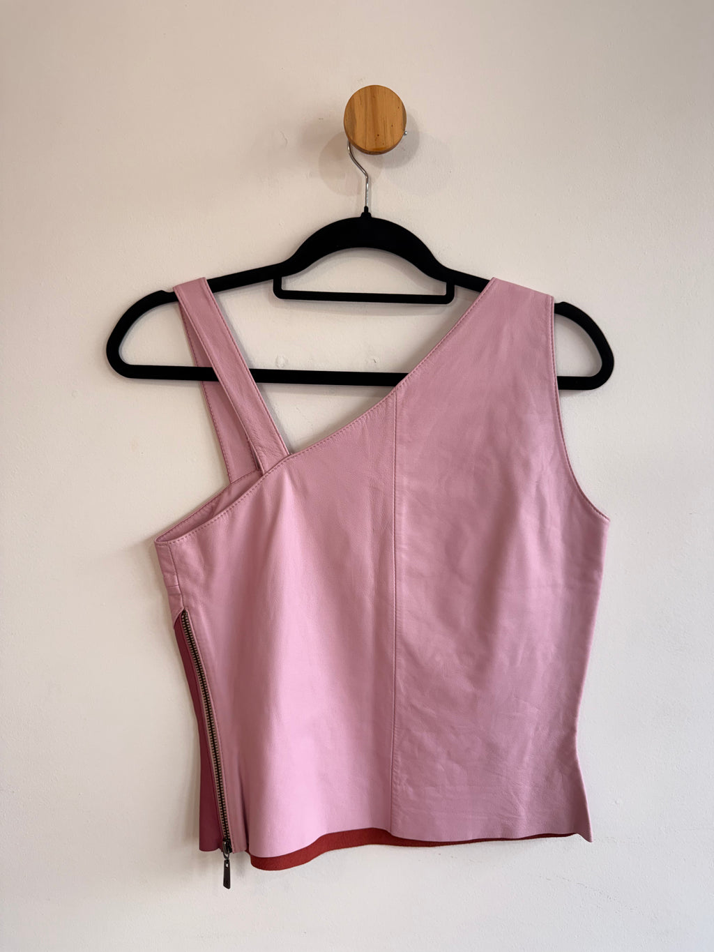 Blusa de Couro Rosa Mell Marques