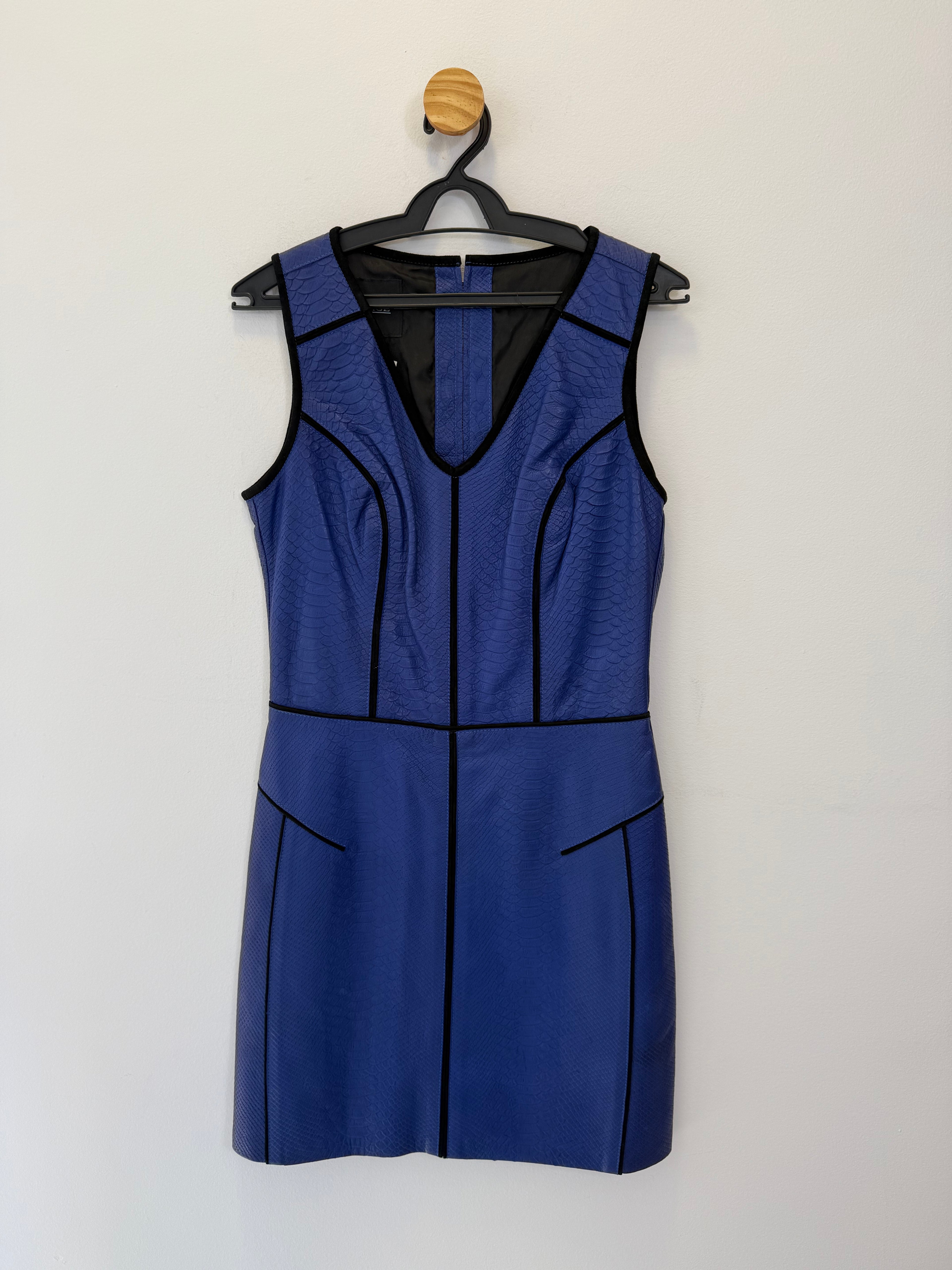 Vestido em Couro Animal Print Azul