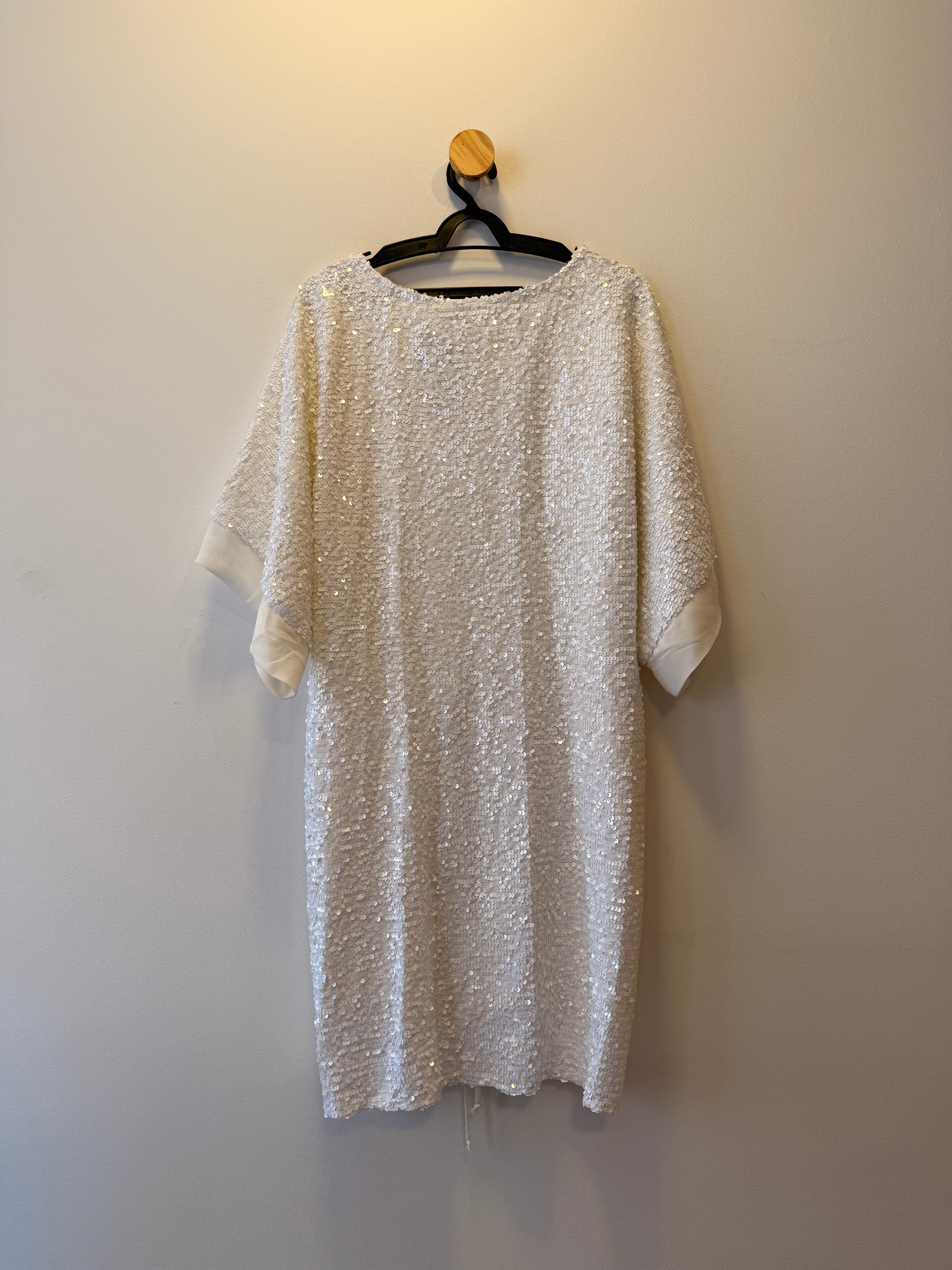 Vestido Paetê Branco Curto
