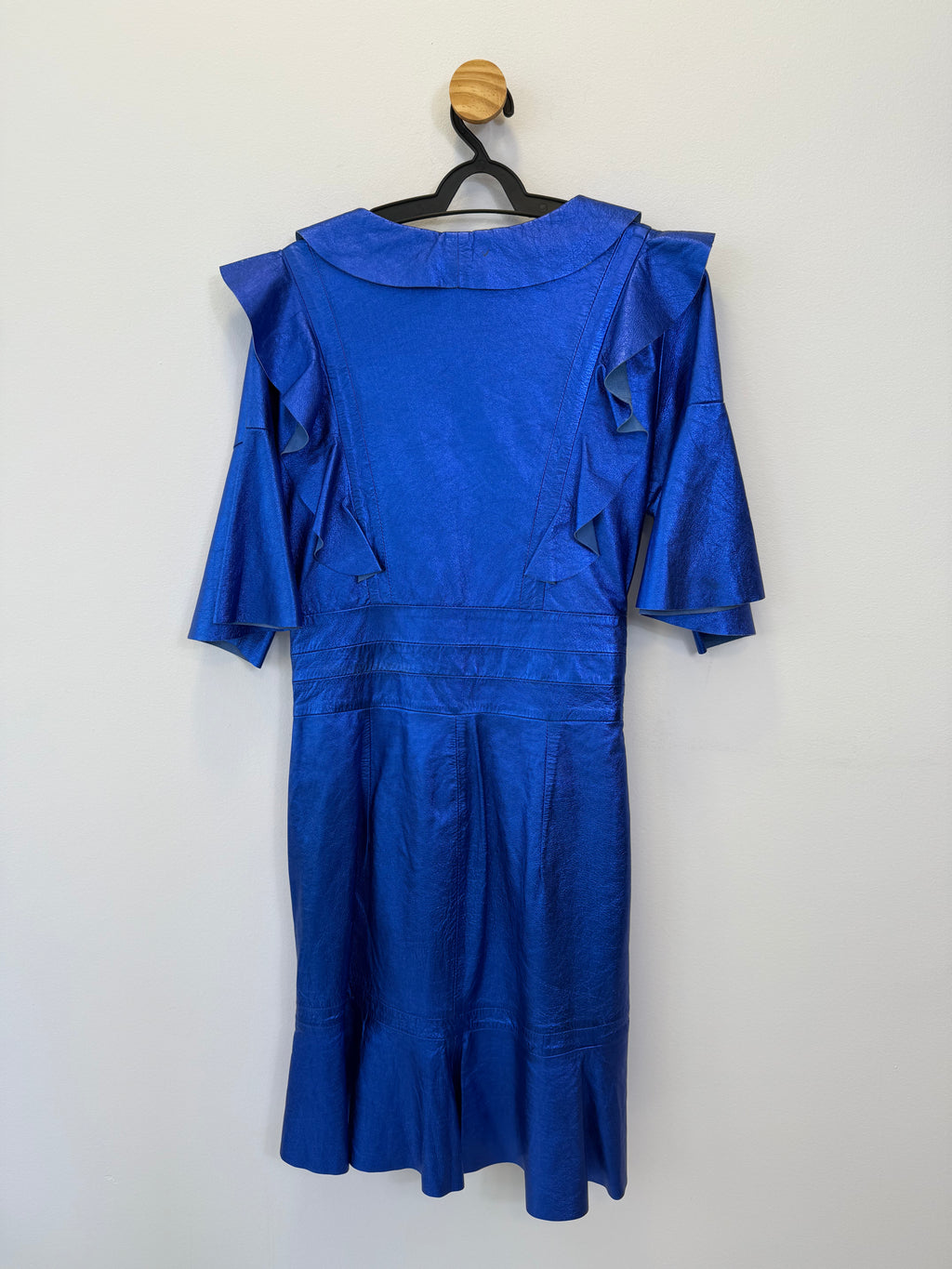 Vestido de Couro Azul Metalizado