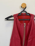 Blusa em Couro Vermelha Zíper Frontal