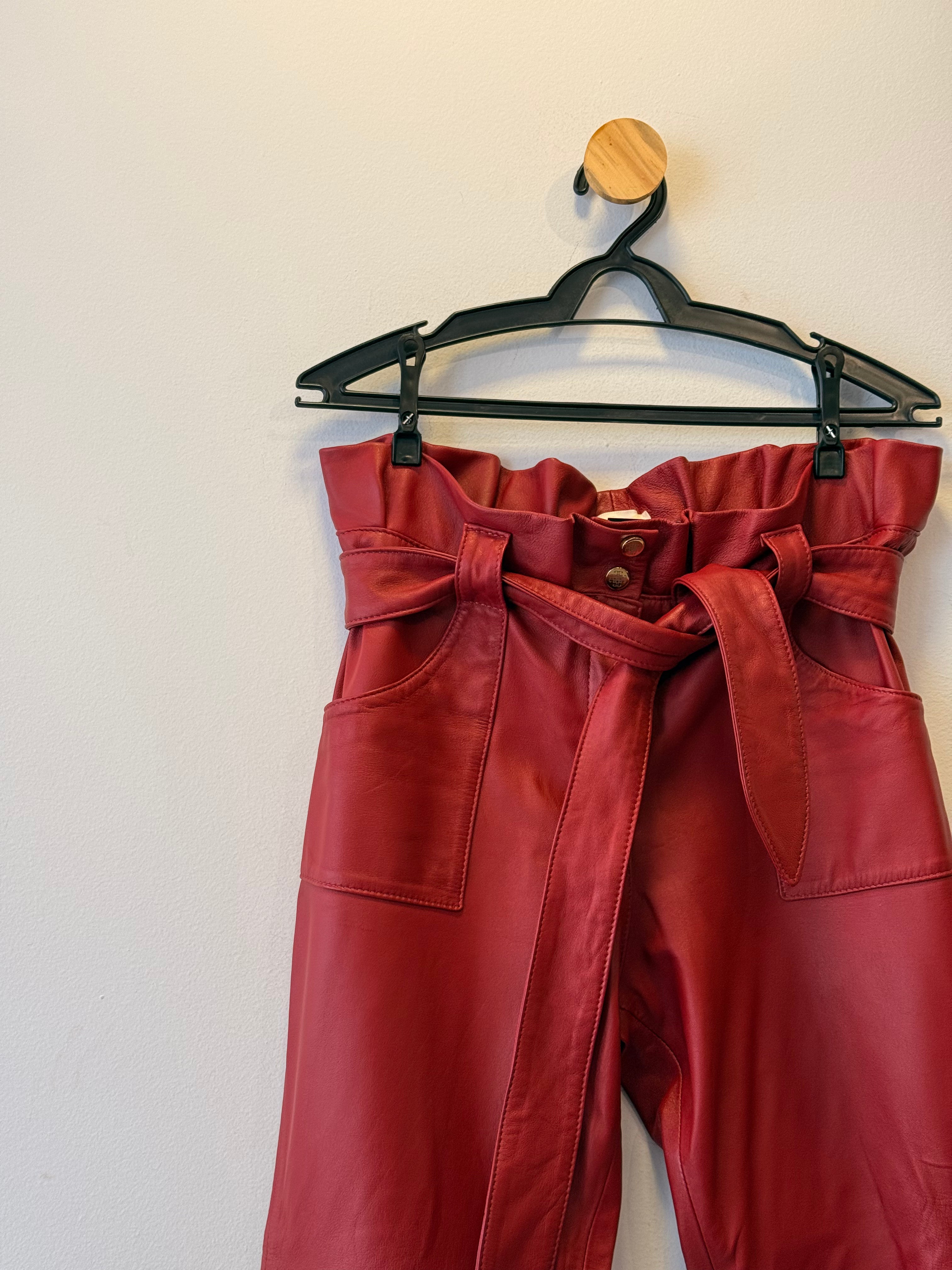 Calça de Couro Vermelha
