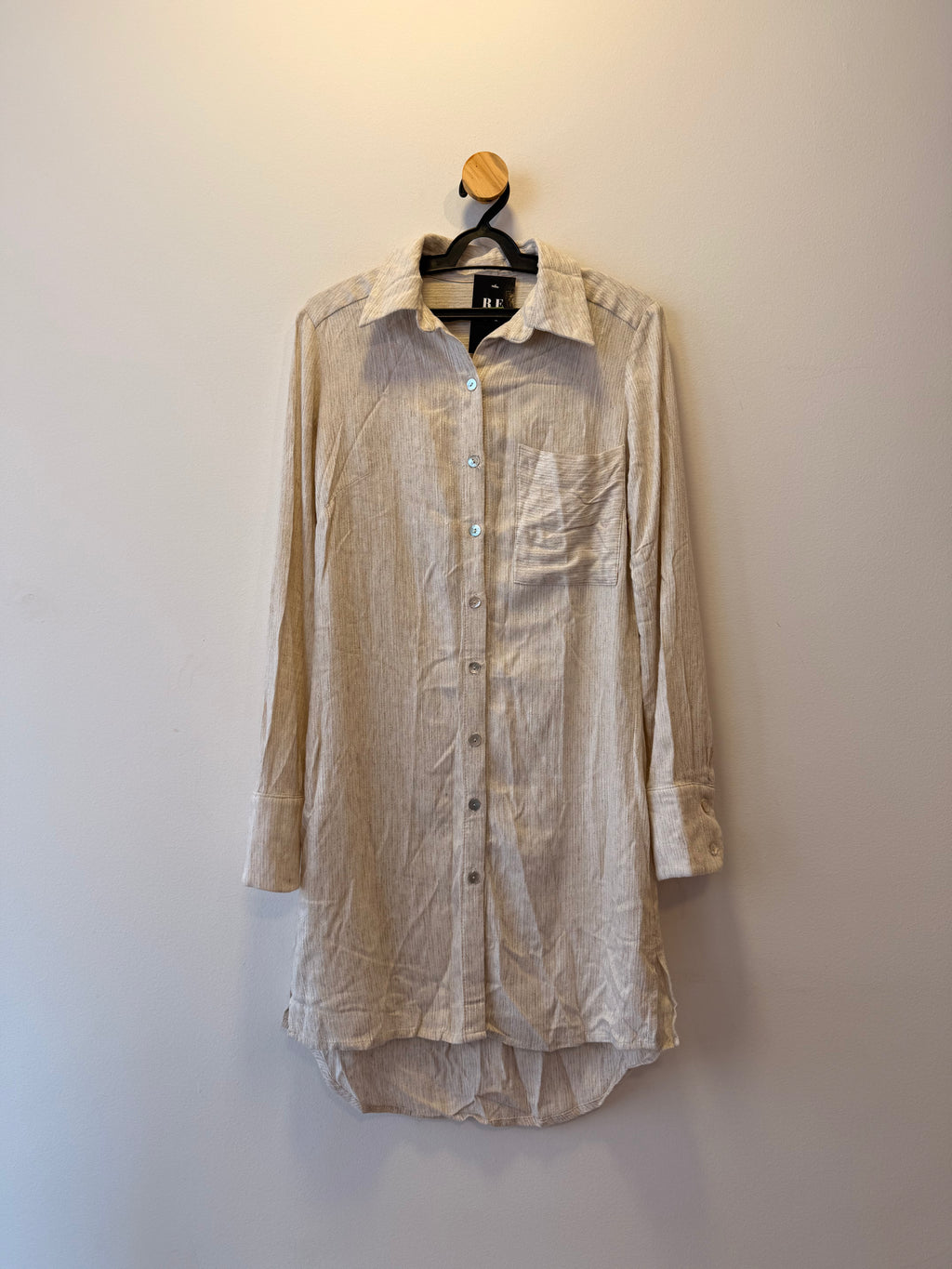 Vestido Chemise Reto Bege