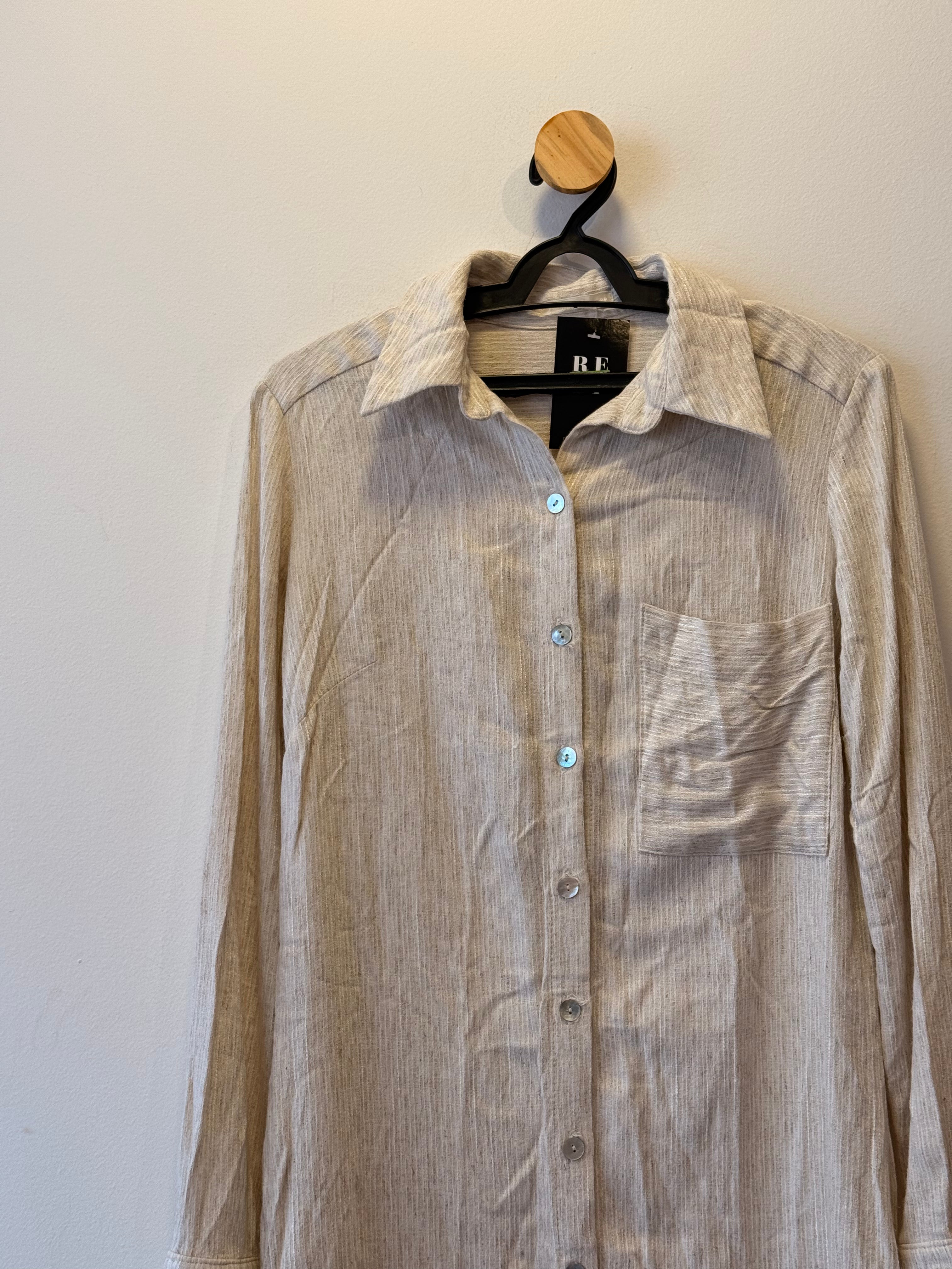 Vestido Chemise Reto Bege
