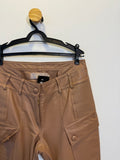 Calça Cargo em Couro Marrom