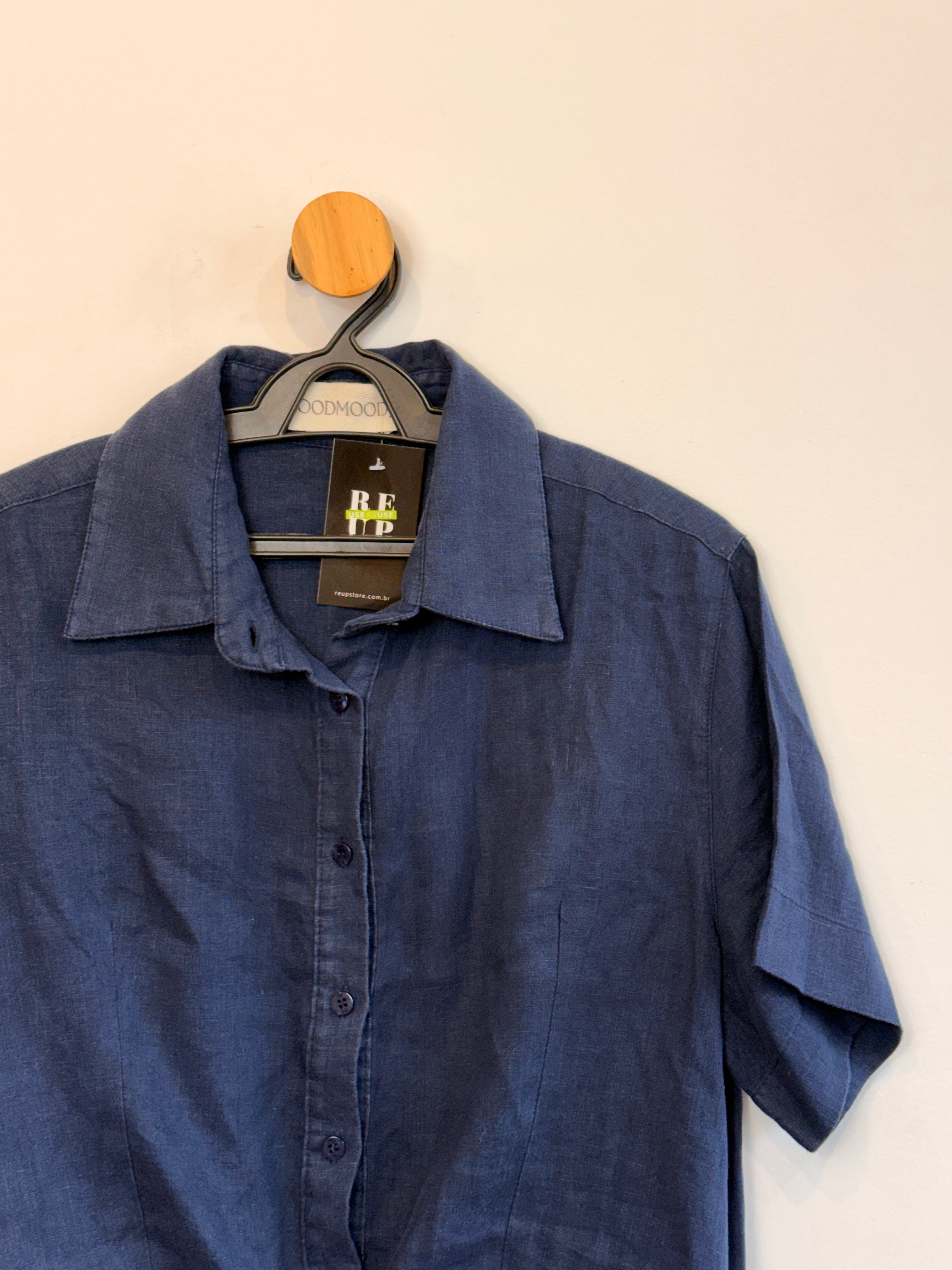 Blusa Azul Linho Hoodmood