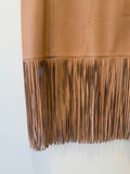 Saia Couro Camel com Franja