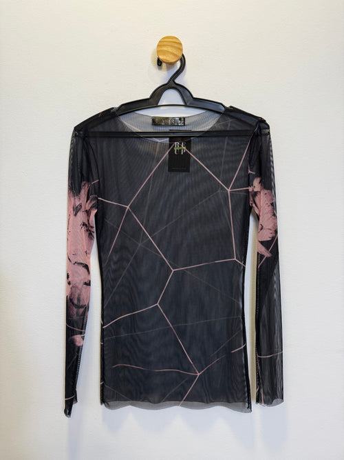 Blusa em Tule Preto e Rosa