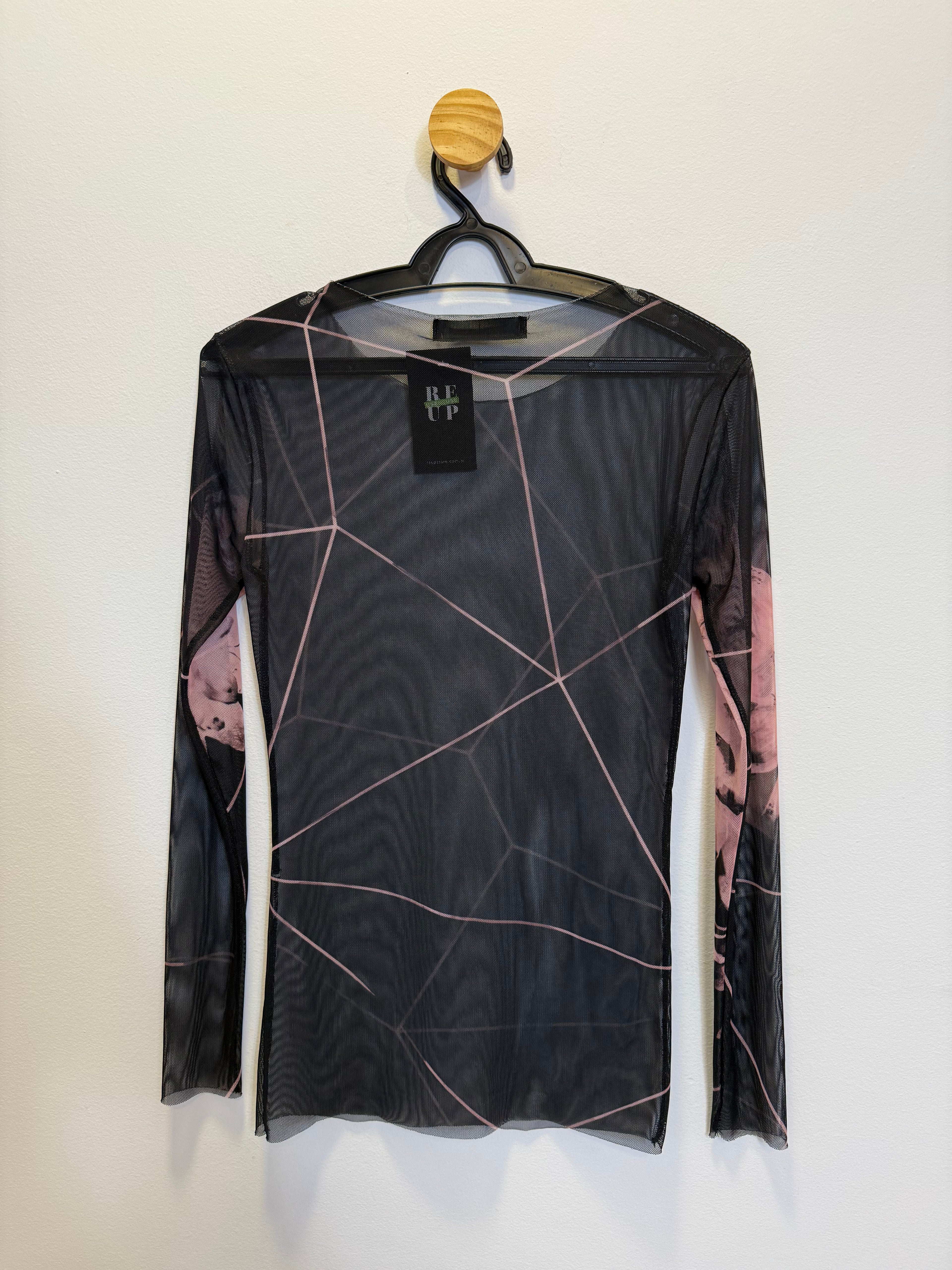Blusa em Tule Preto e Rosa