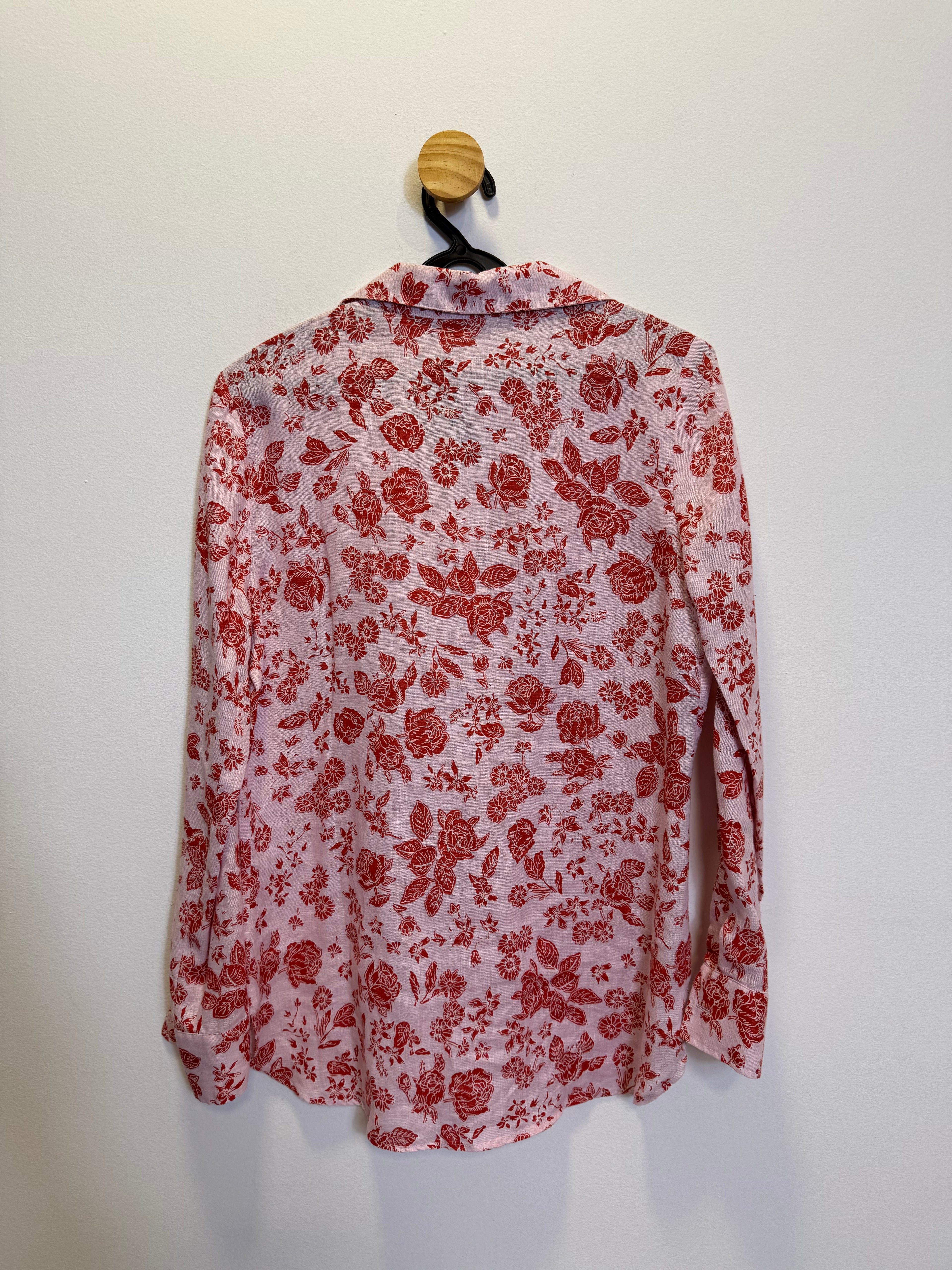 Camisa Branca Floral Vermelho