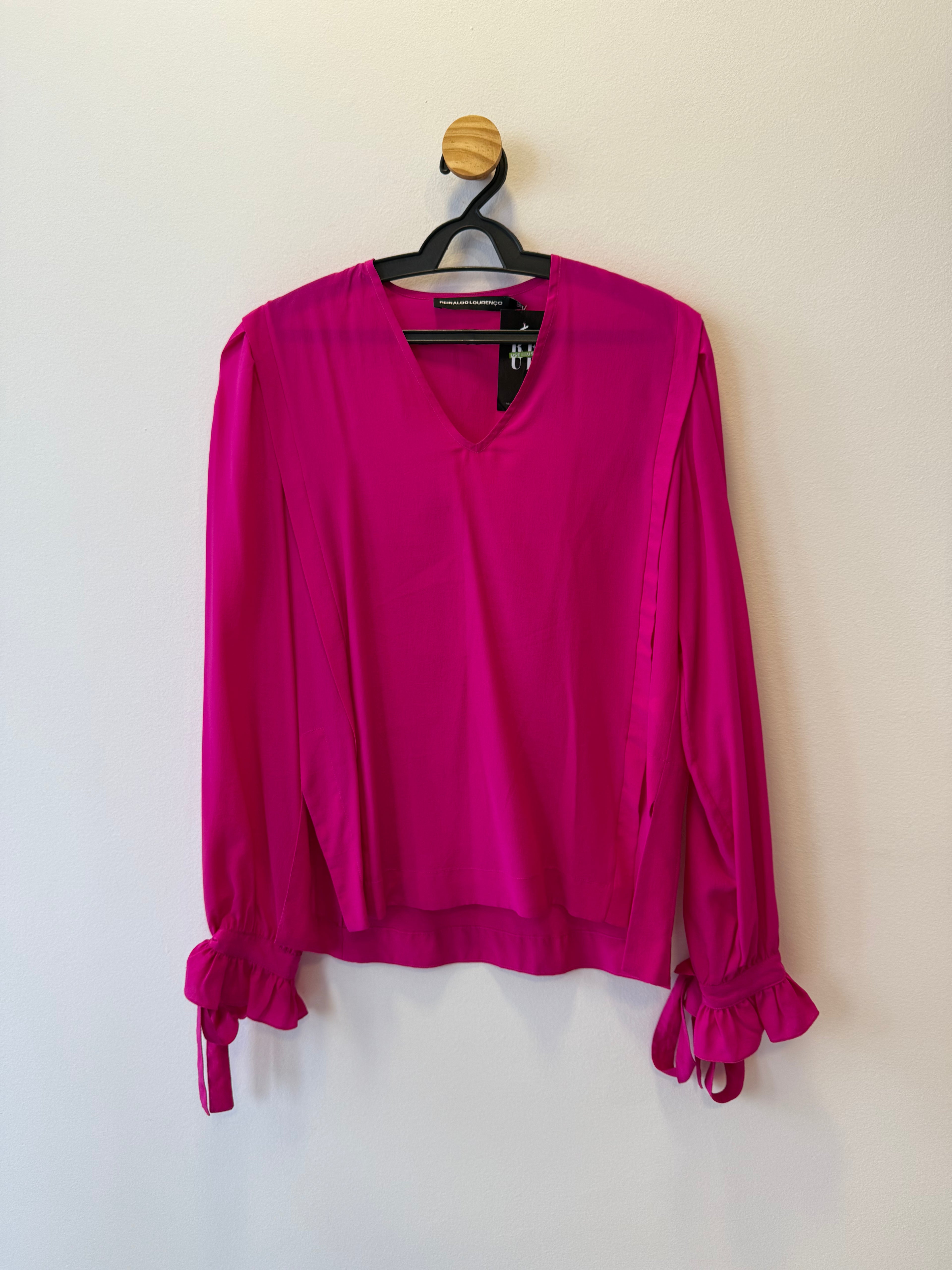 Blusa Rosa Punhos com Amarração