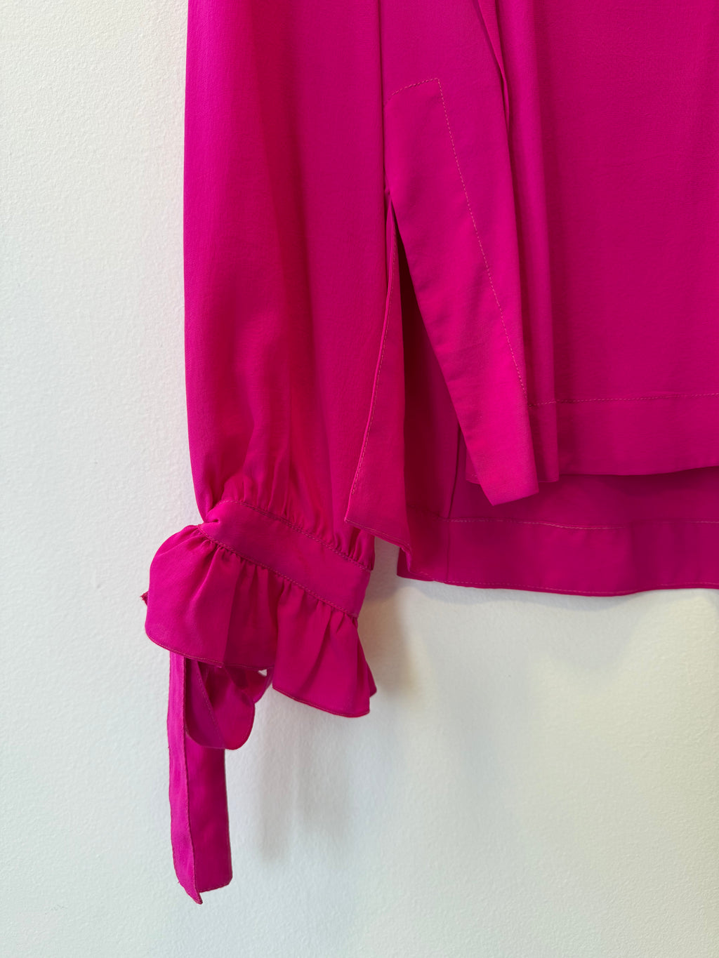 Blusa Rosa Punhos com Amarração