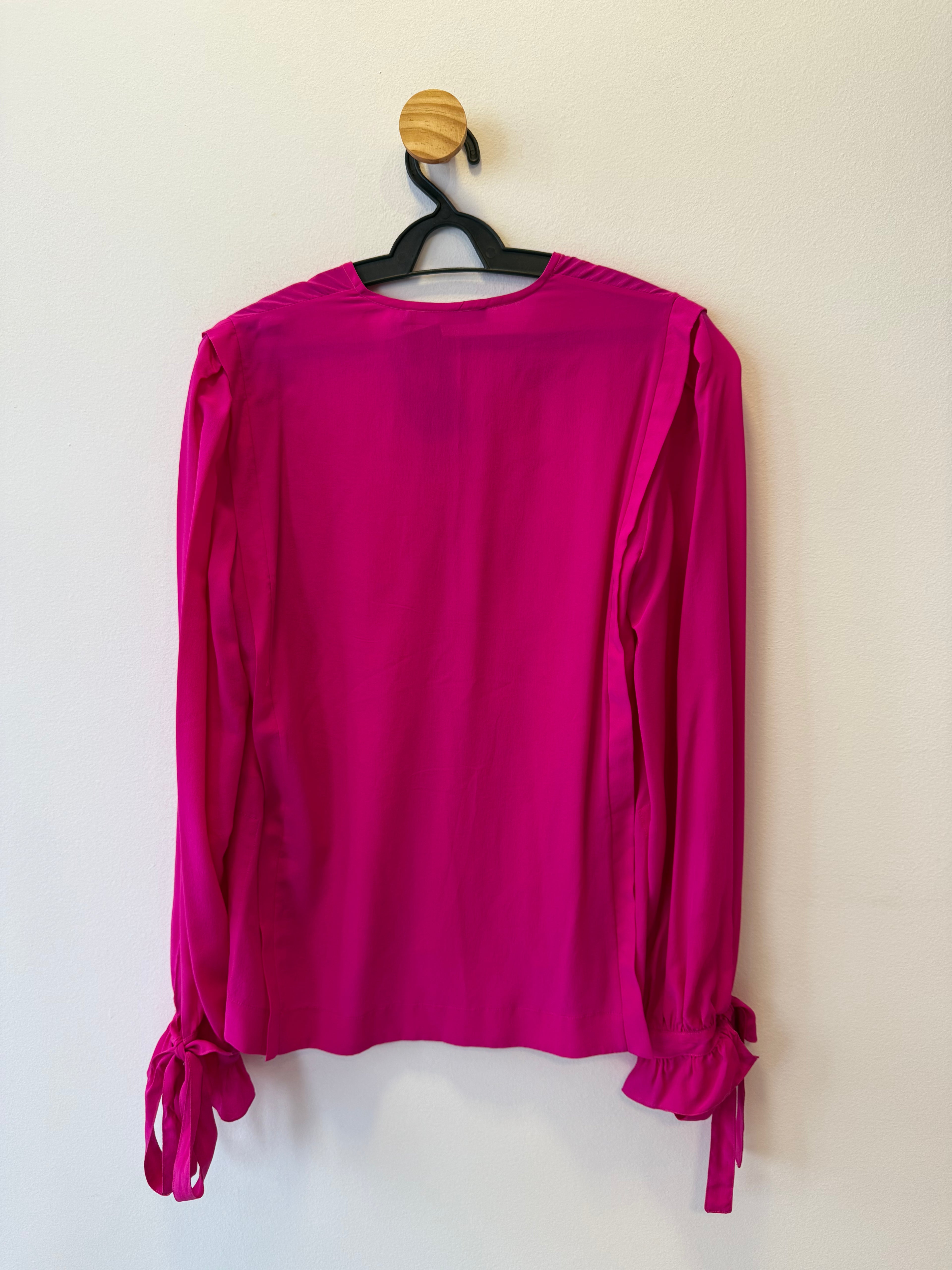 Blusa Rosa Punhos com Amarração