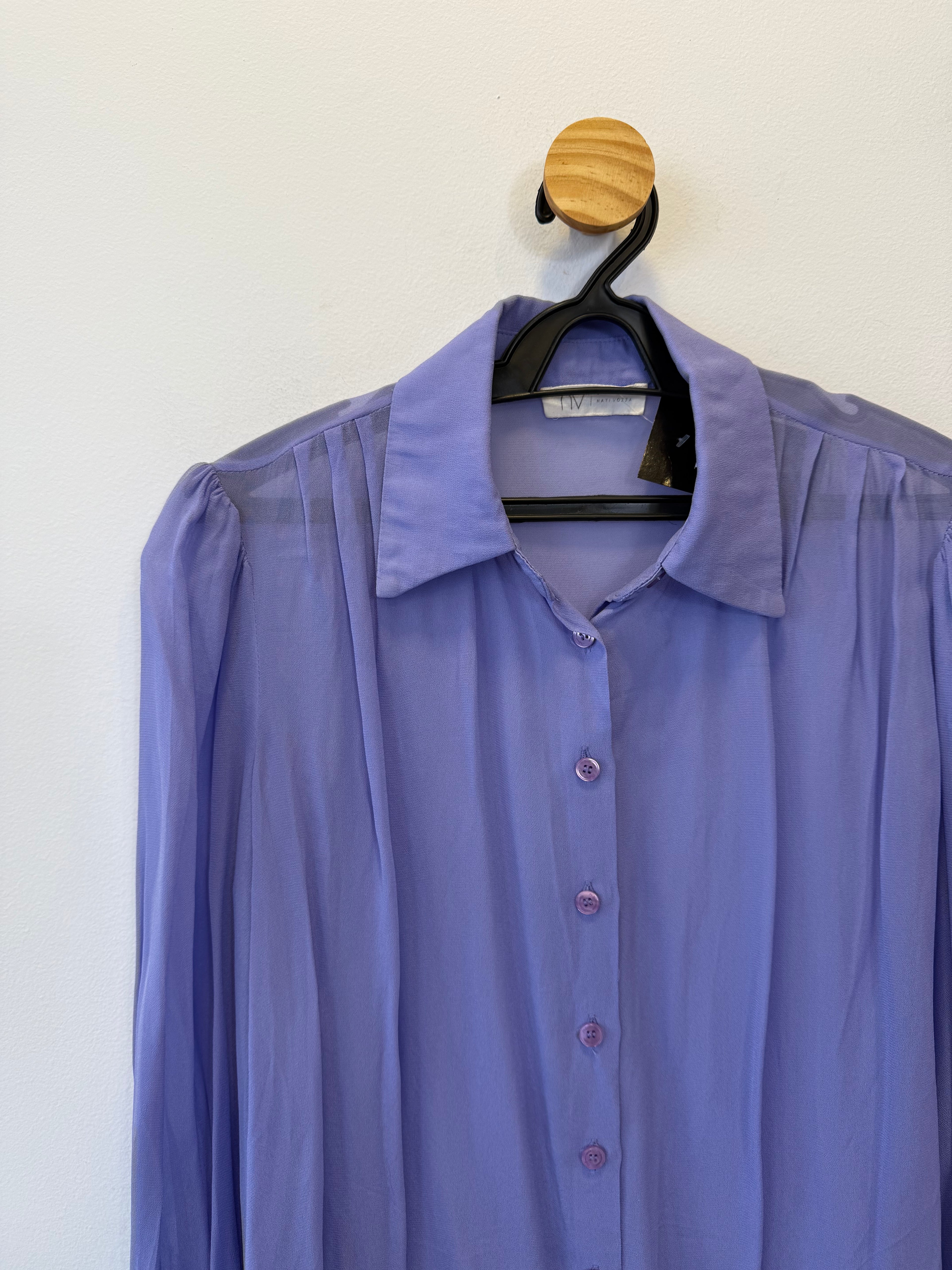 Camisa Drapeada Azul Serenity