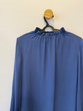 Blusa Azul Gola Franzida