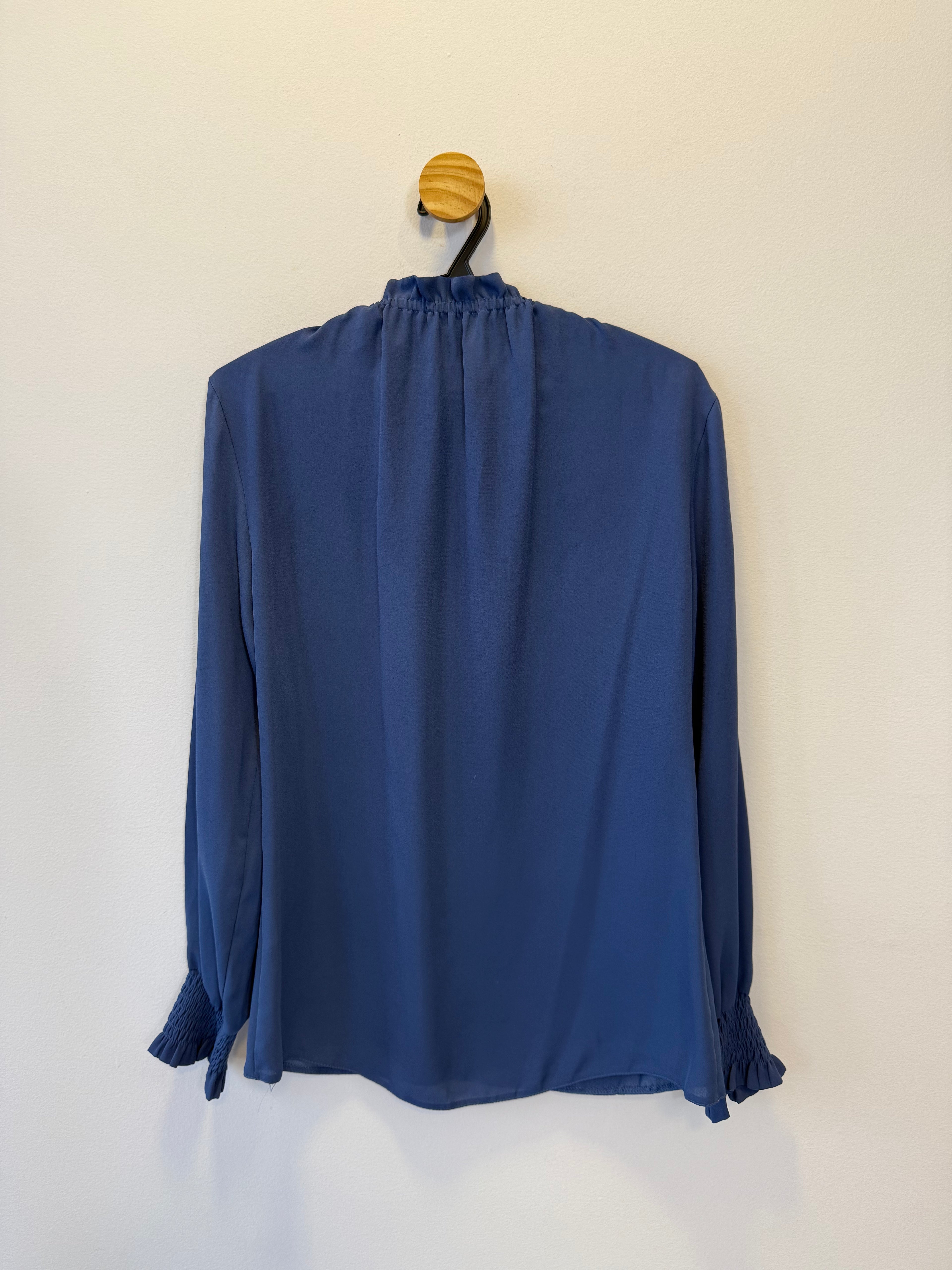 Blusa Azul Gola Franzida