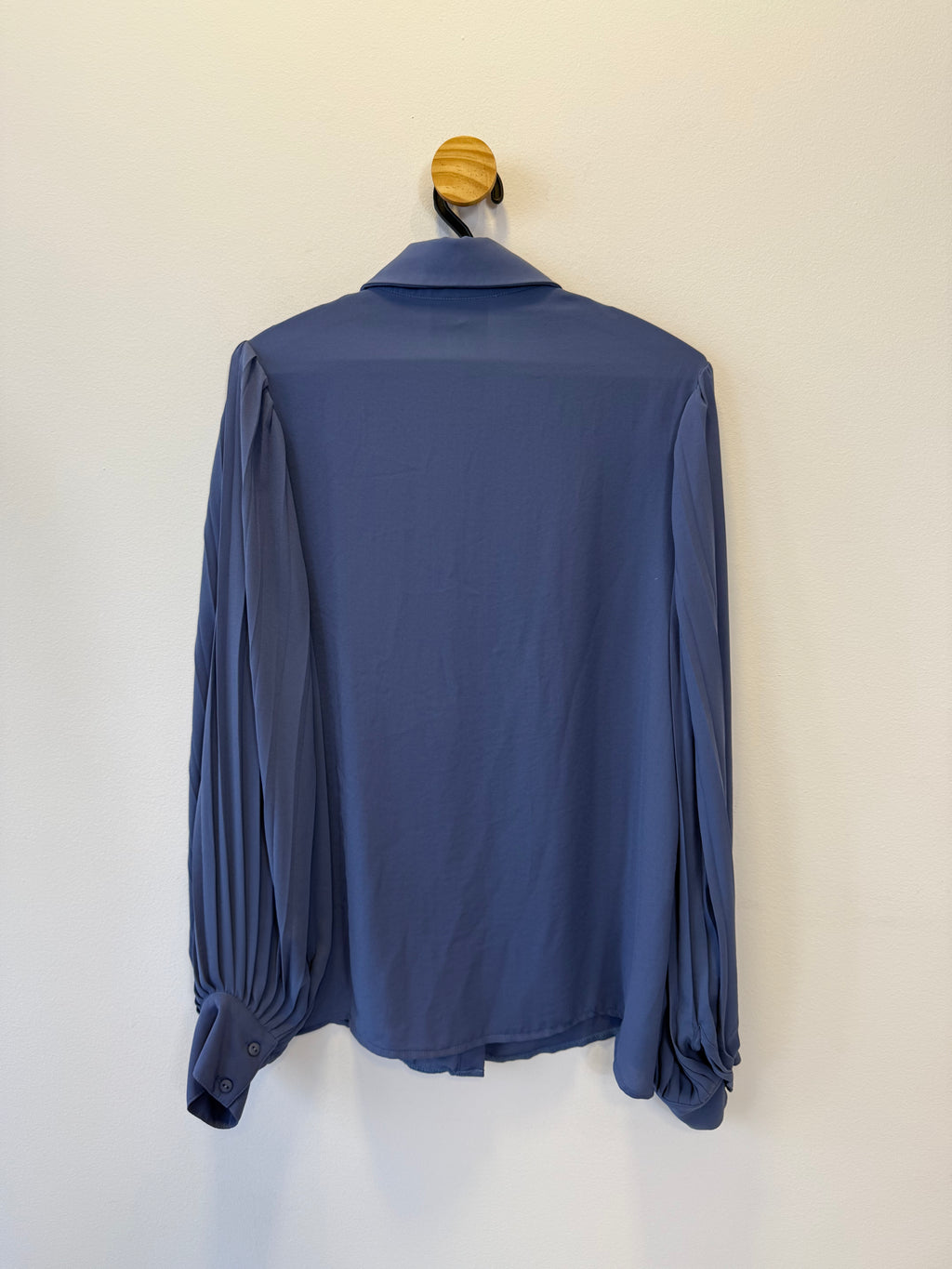 Camisa Azul Manga Plissada