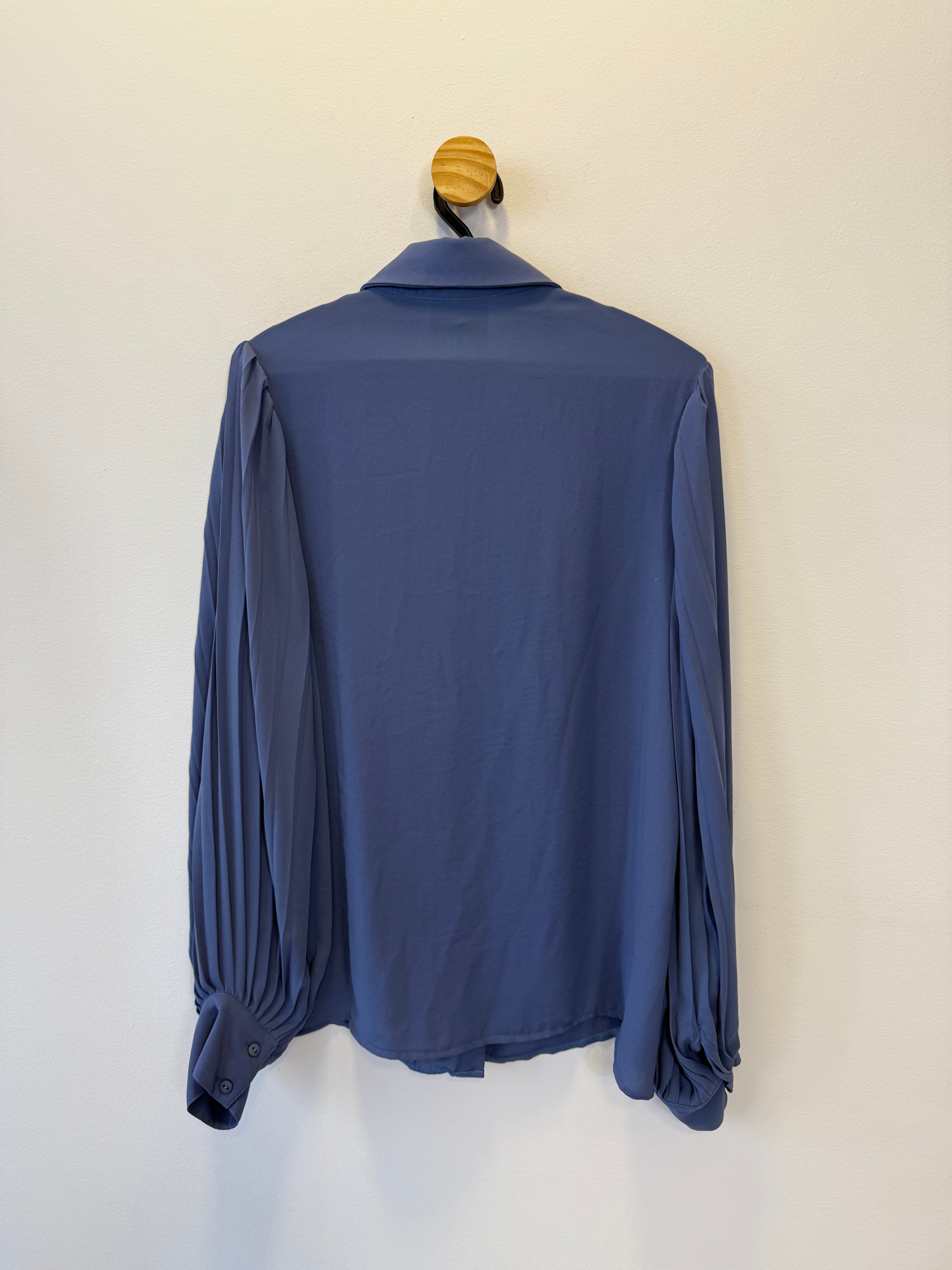 Camisa Azul Manga Plissada