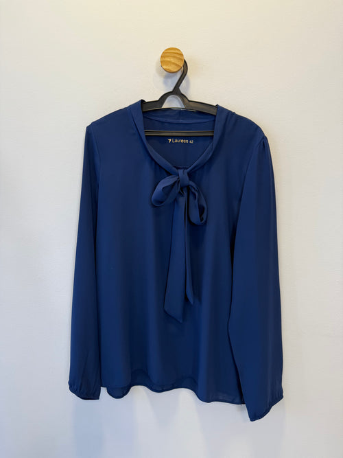 Blusa Azul Amarração na Gola