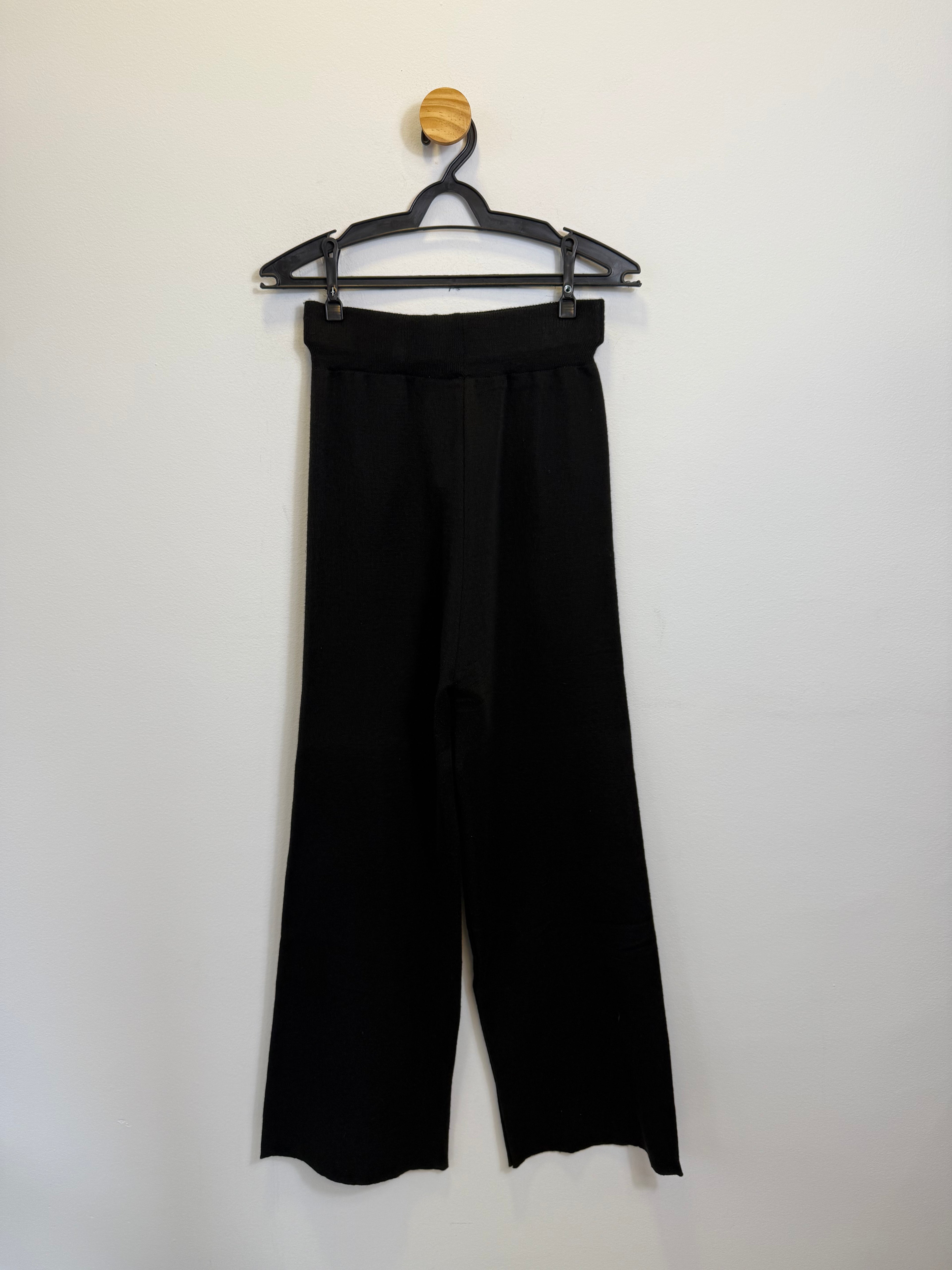 Calça Wide Leg Malha Preta